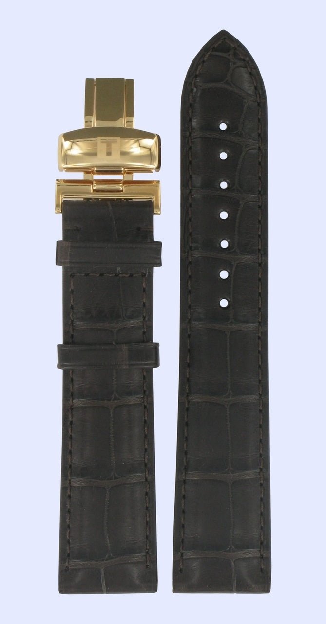 Tissot T904432A, T7184 &amp; T7187 Watch Band T600028662 Dark Brown Leather 20 mm Heritage - Watch Plaza