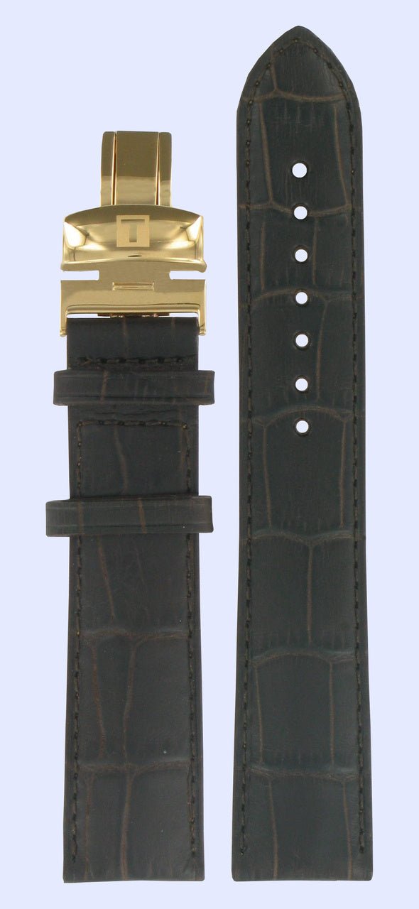 Tissot T906417A Watch Band T600029173 Dark Brown Leather 20 mm Chrono C - Watch Plaza