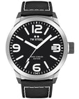 TW - Steel Analog watch Marc Coblen TWMC54 black leather strap 50mm black dial - Watch Plaza