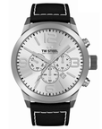 TW - Steel Marc Coblen TWMC60 chronograph watch black 50mm white stitched black strap - Watch Plaza