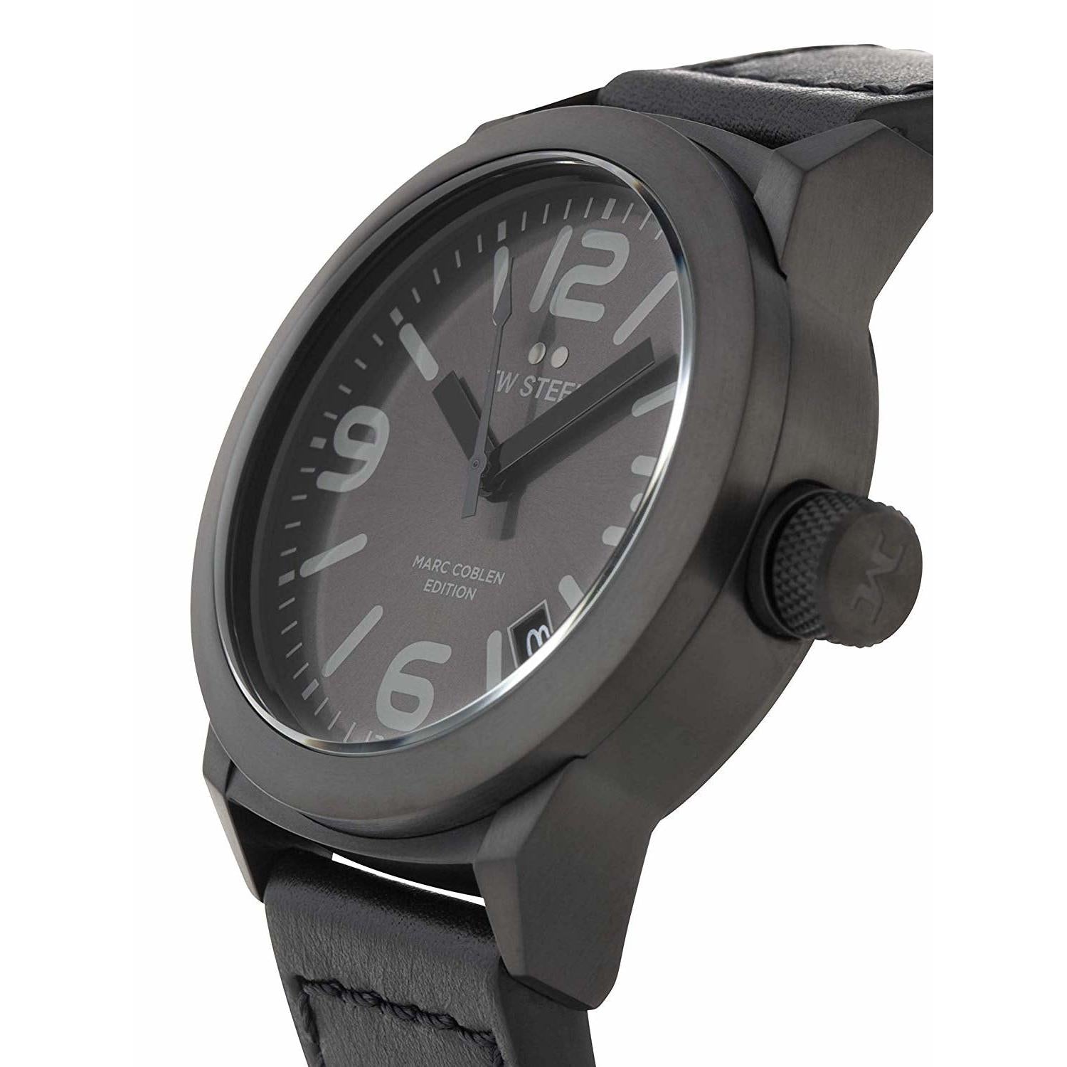 TW - Steel MC Edition TWMC8 black wrist watch men & leather strap original 42mm - Watch Plaza