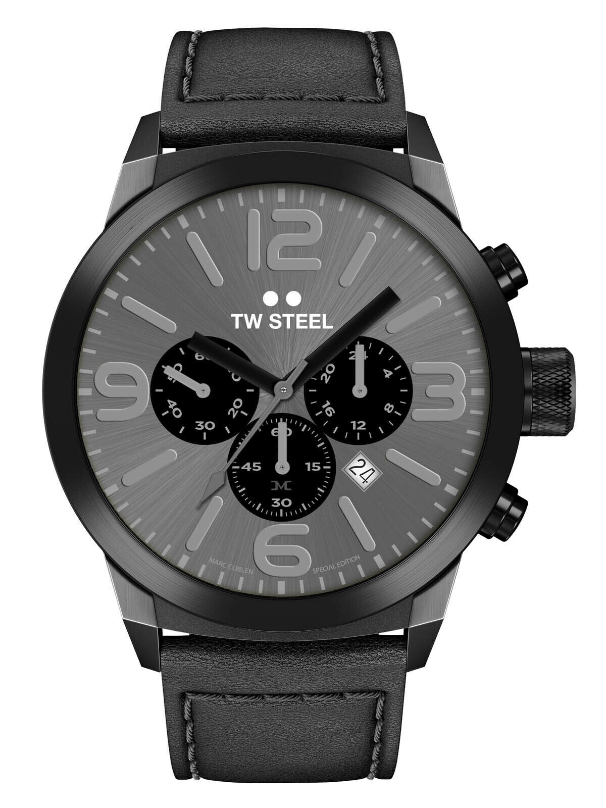 TW - Steel watch Marc Coblen Edition TWMC18 chronograph black & leather strap 42mm - Watch Plaza