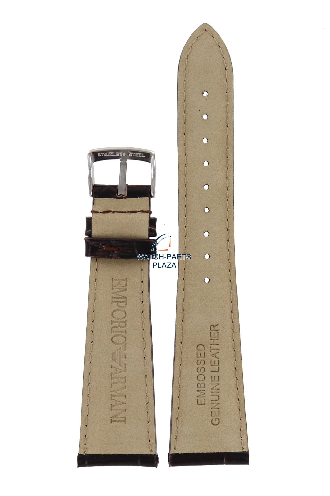 Watch Band AR0203 Emporio Armani dark brown leather strap 22mm original - Watch Plaza