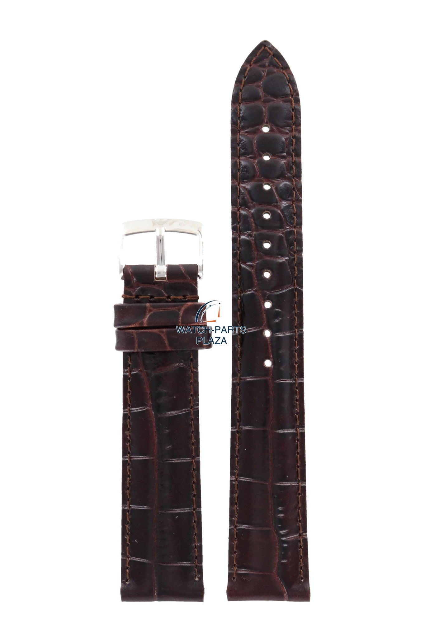 Watch Band AR0204 Emporio Armani dark brown embossed genuine leather strap 18mm - Watch Plaza