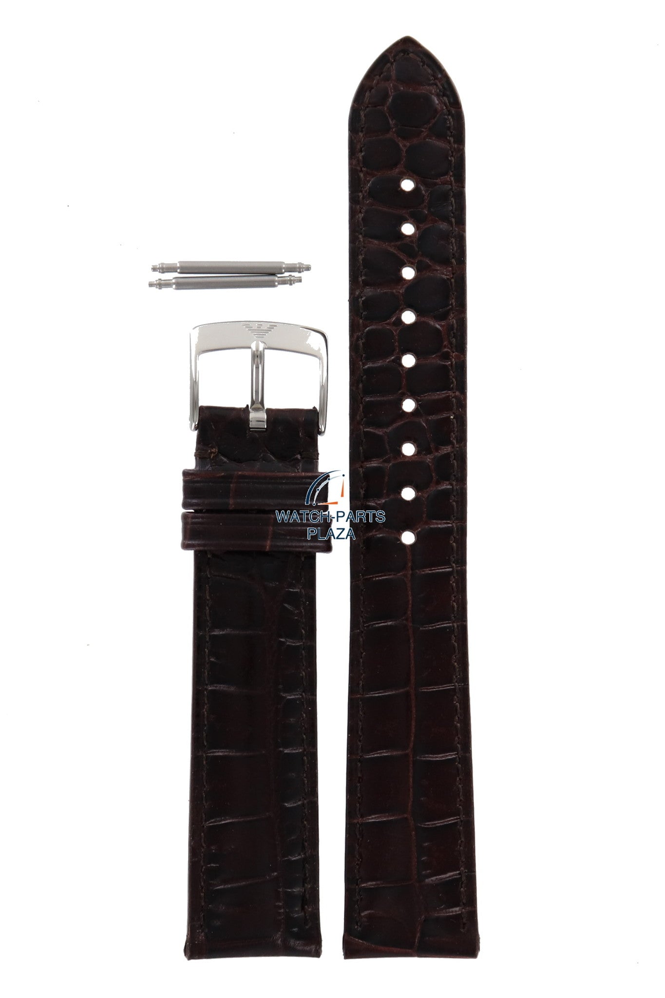 Watch Band AR0204 Emporio Armani Marco Small dark brown leather strap 18mm AR0491 - Watch Plaza