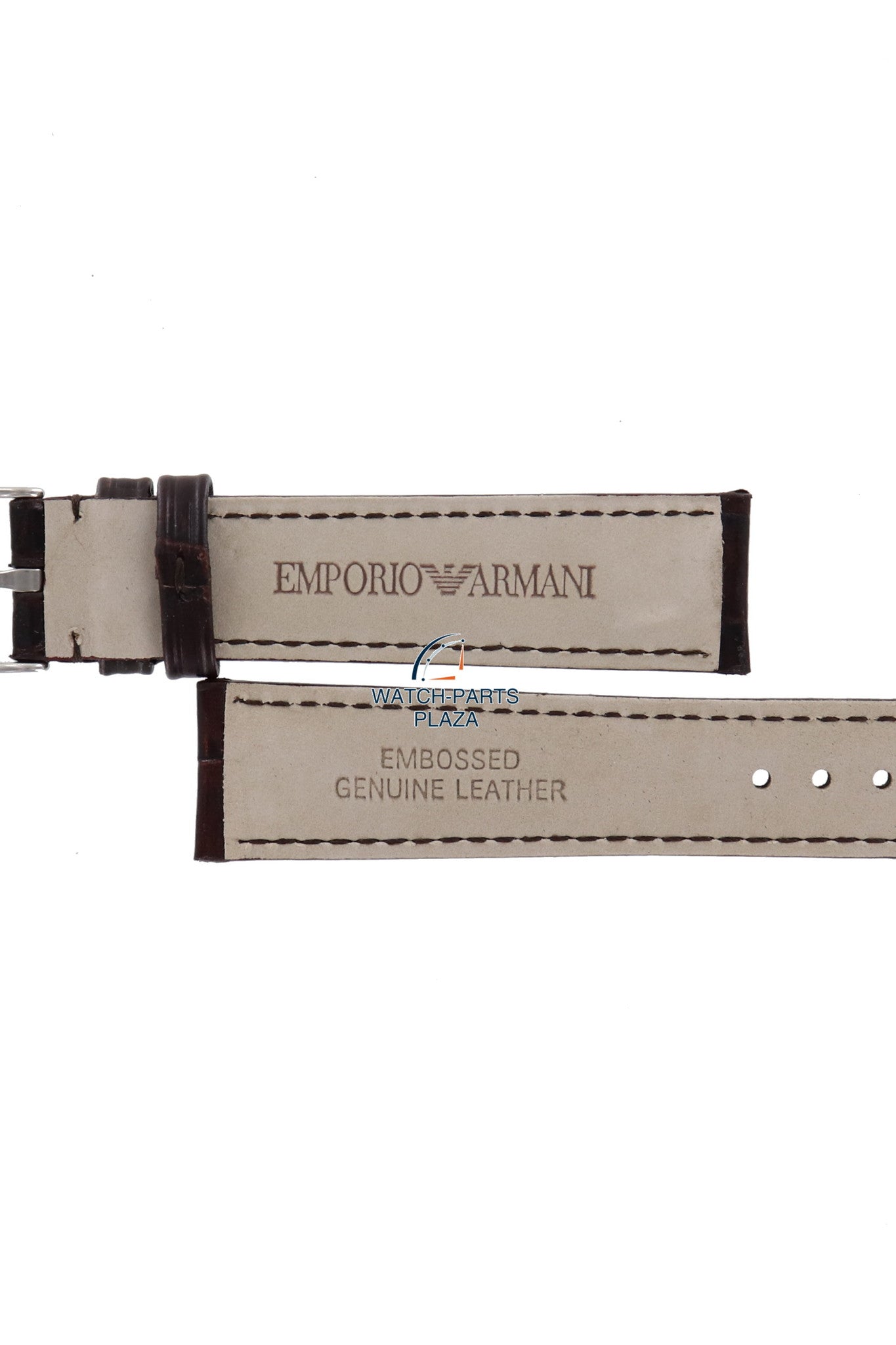 Watch Band AR0204 Emporio Armani Marco Small dark brown leather strap 18mm AR0491 - Watch Plaza