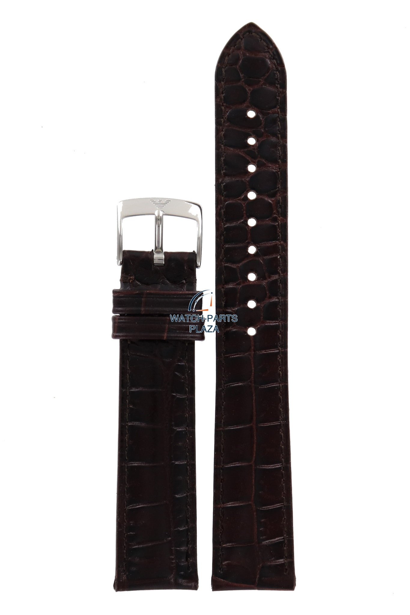 Watch Band AR0204 Emporio Armani Marco Small dark brown leather strap 18mm AR0491 - Watch Plaza