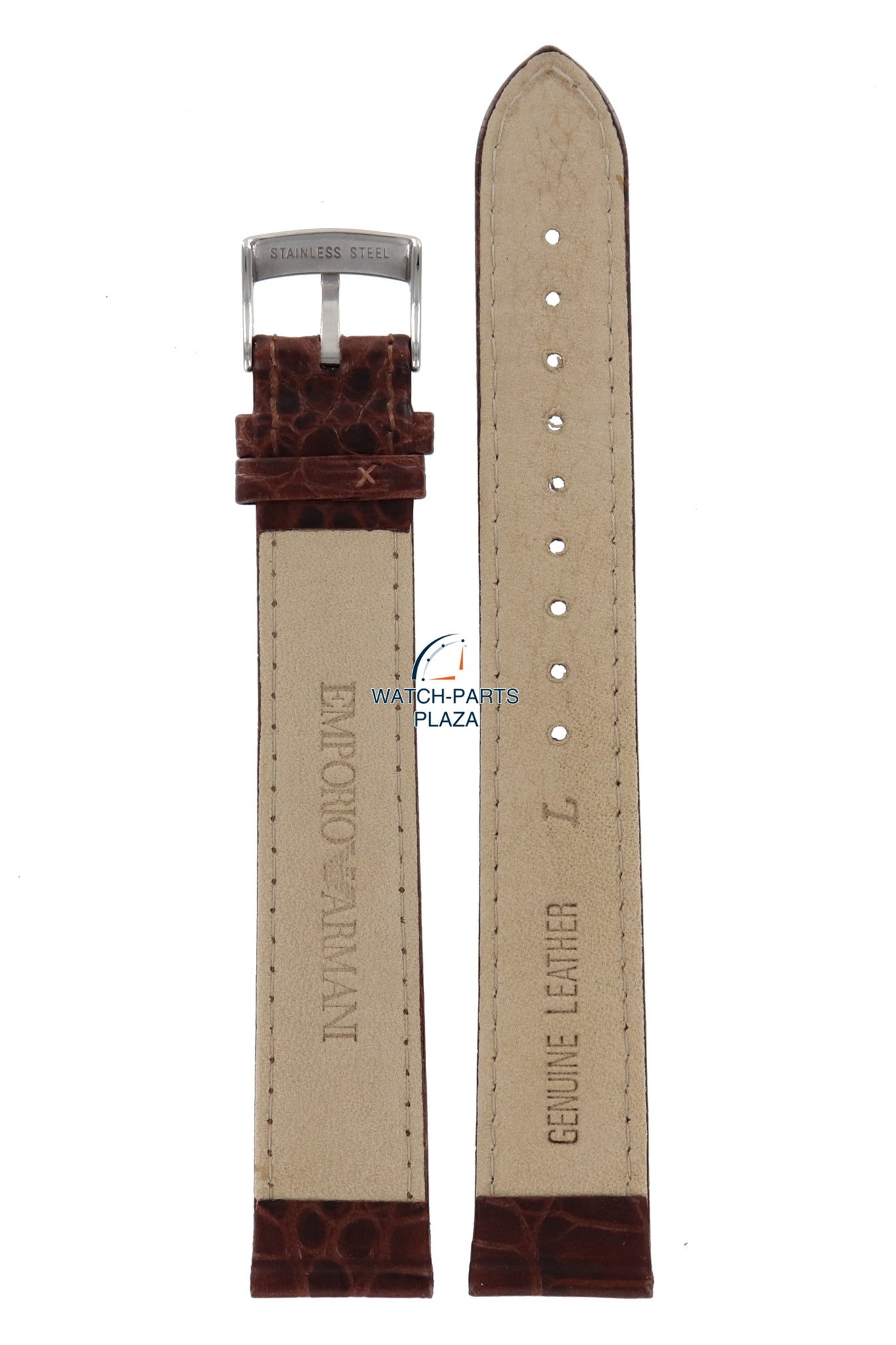 Watch Band AR0204 XL Emporio Armani brown genuine leather strap 18mm - Watch Plaza