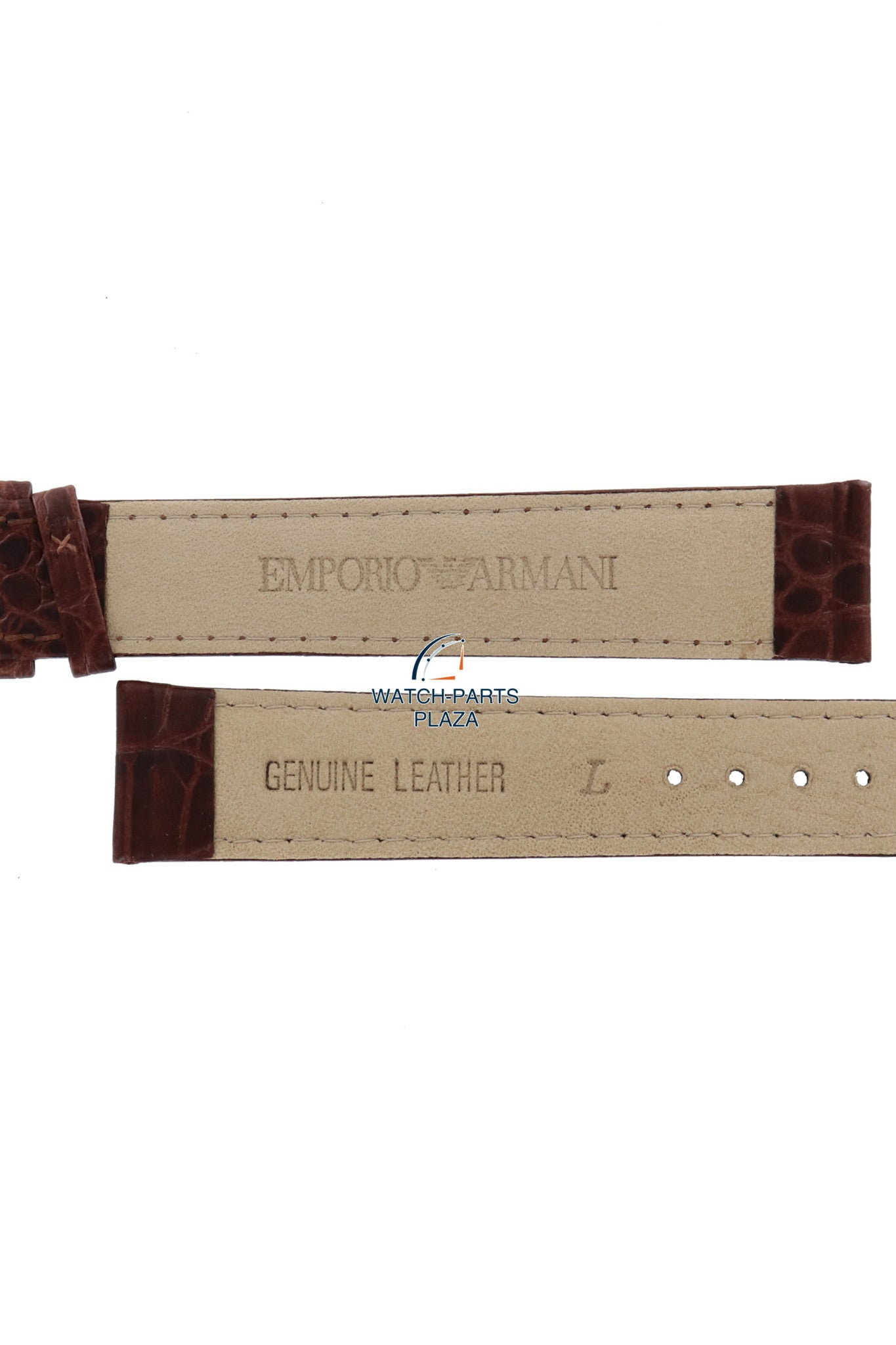 Watch Band AR0204 XL Emporio Armani brown genuine leather strap 18mm - Watch Plaza