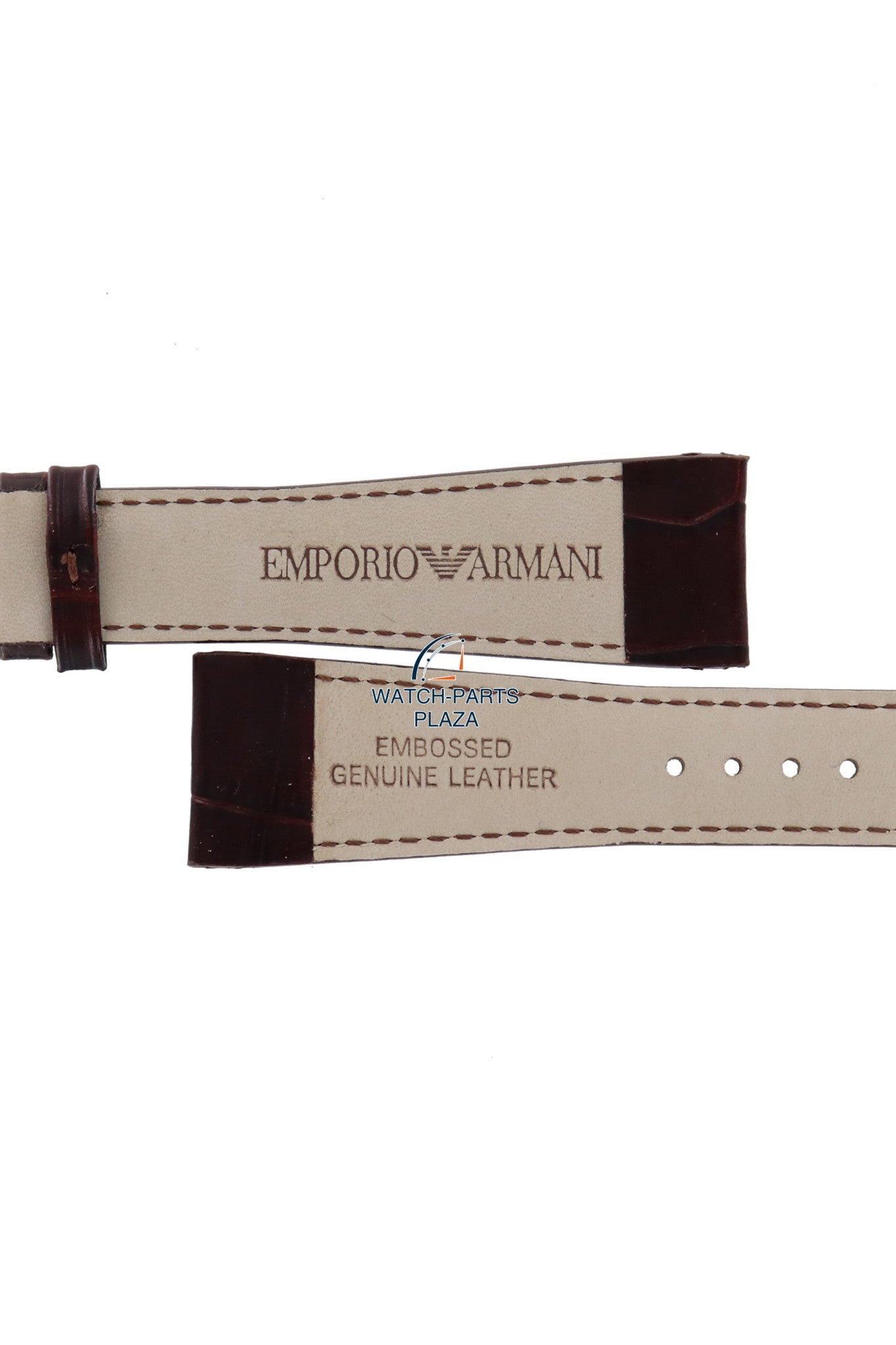 Watch Band AR0248 & AR0255 Emporio Armani dark brown leather strap 22mm original & 4 pins - Watch Plaza