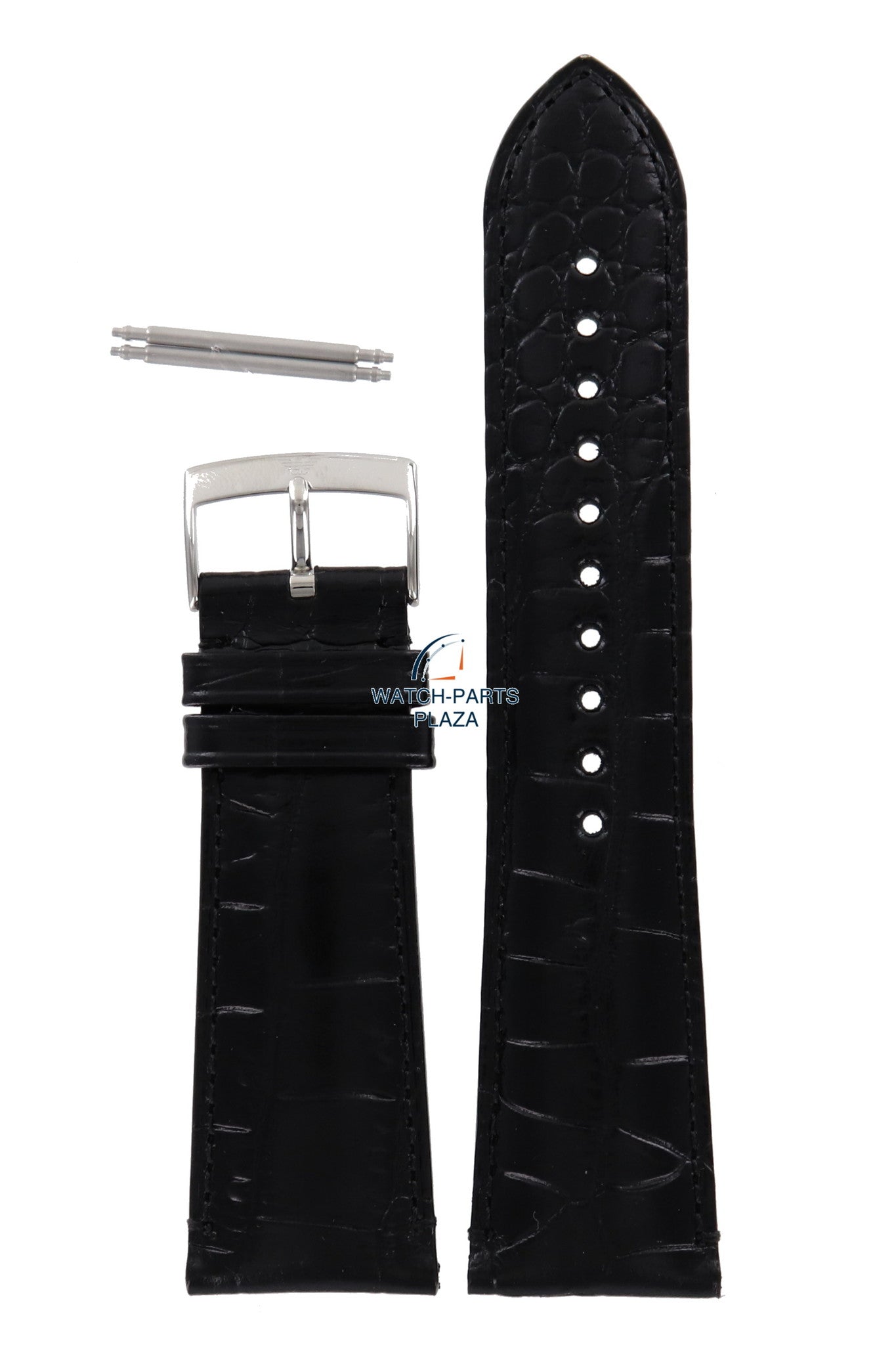 Watch Band AR0263 / AR0342 Emporio Armani Carmelo black leather strap 24mm genuine - Watch Plaza