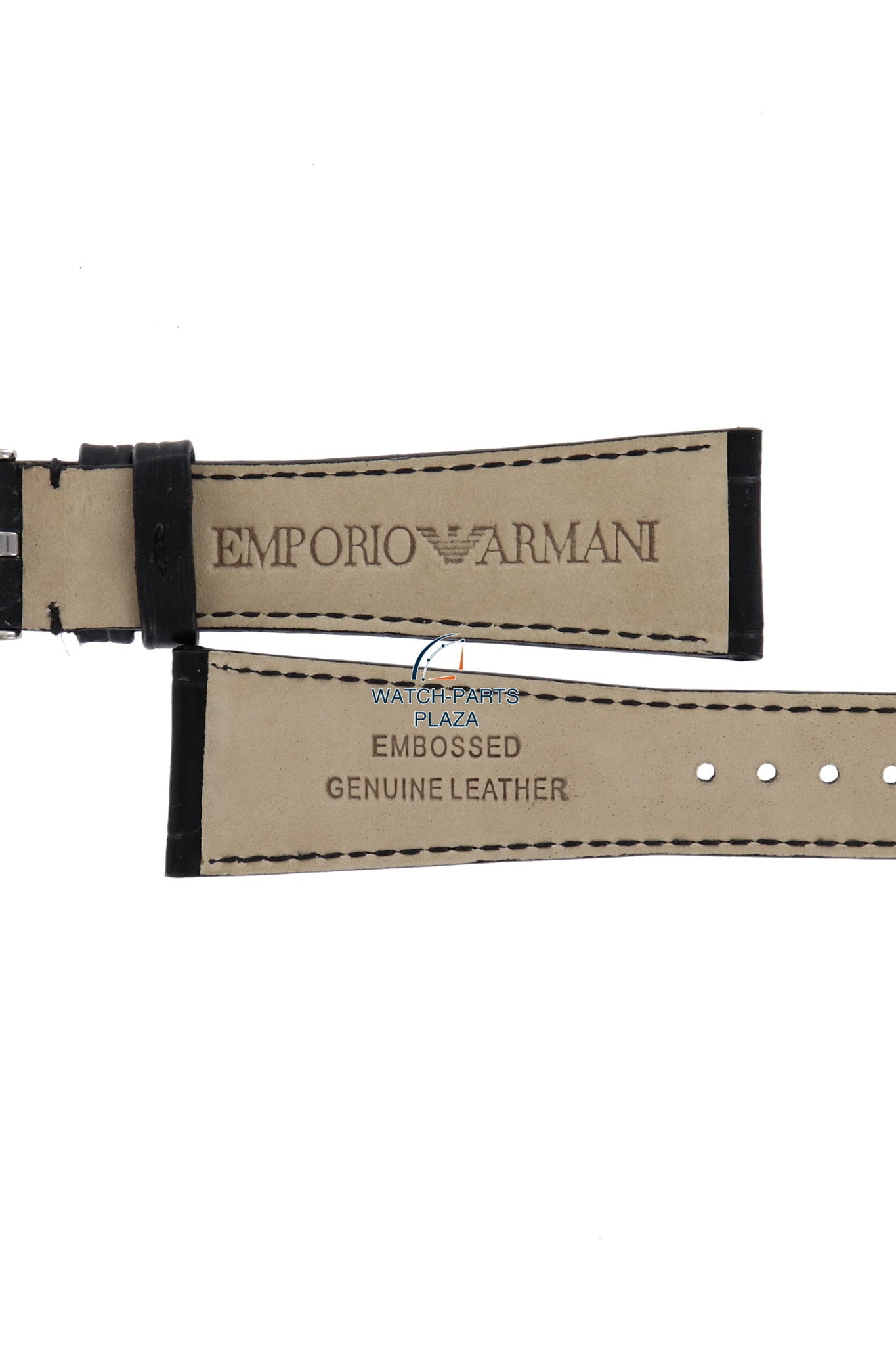 Watch Band AR0284 / AR0292 Emporio Armani black leather strap 22mm original - Watch Plaza