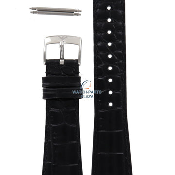 Watch Band AR0284 / AR0292 Emporio Armani black leather strap 22mm original - Watch Plaza