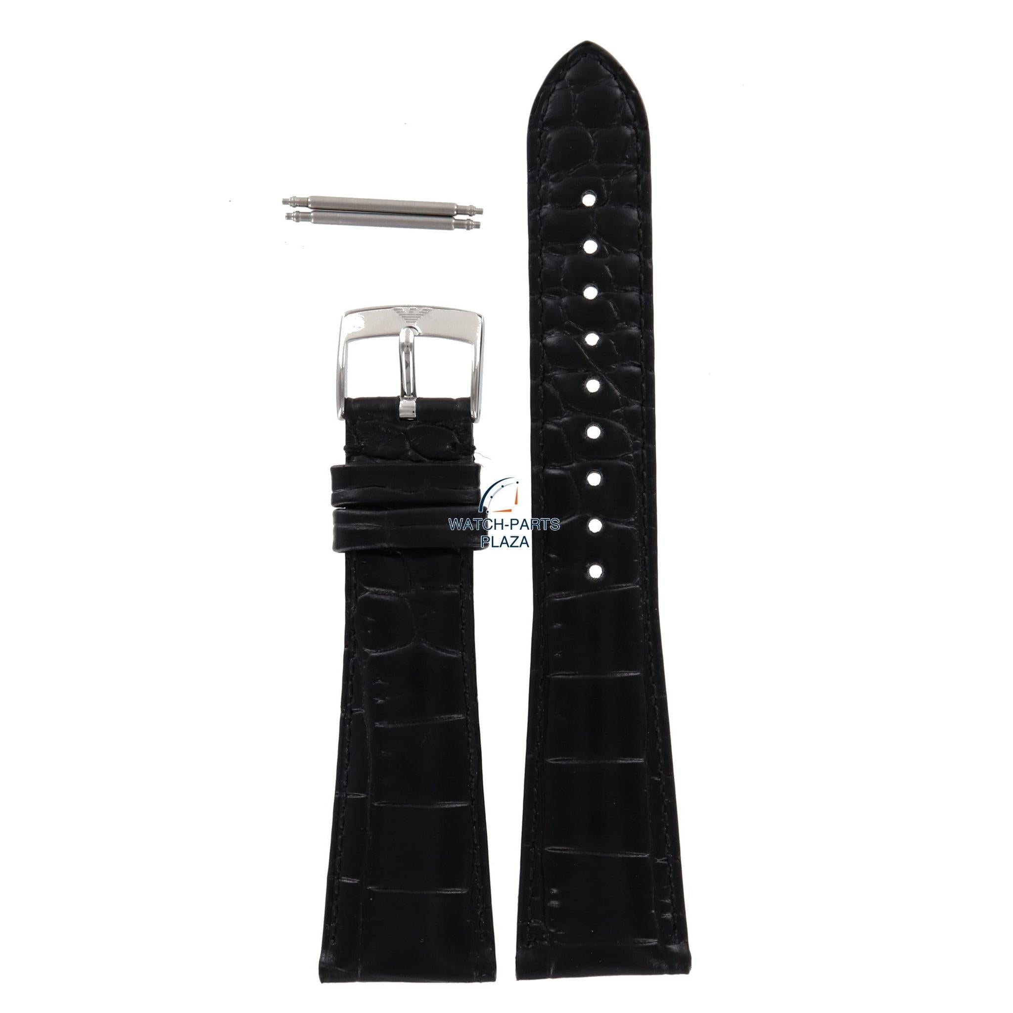 Watch Band AR0284 / AR0292 Emporio Armani black leather strap 22mm original - Watch Plaza