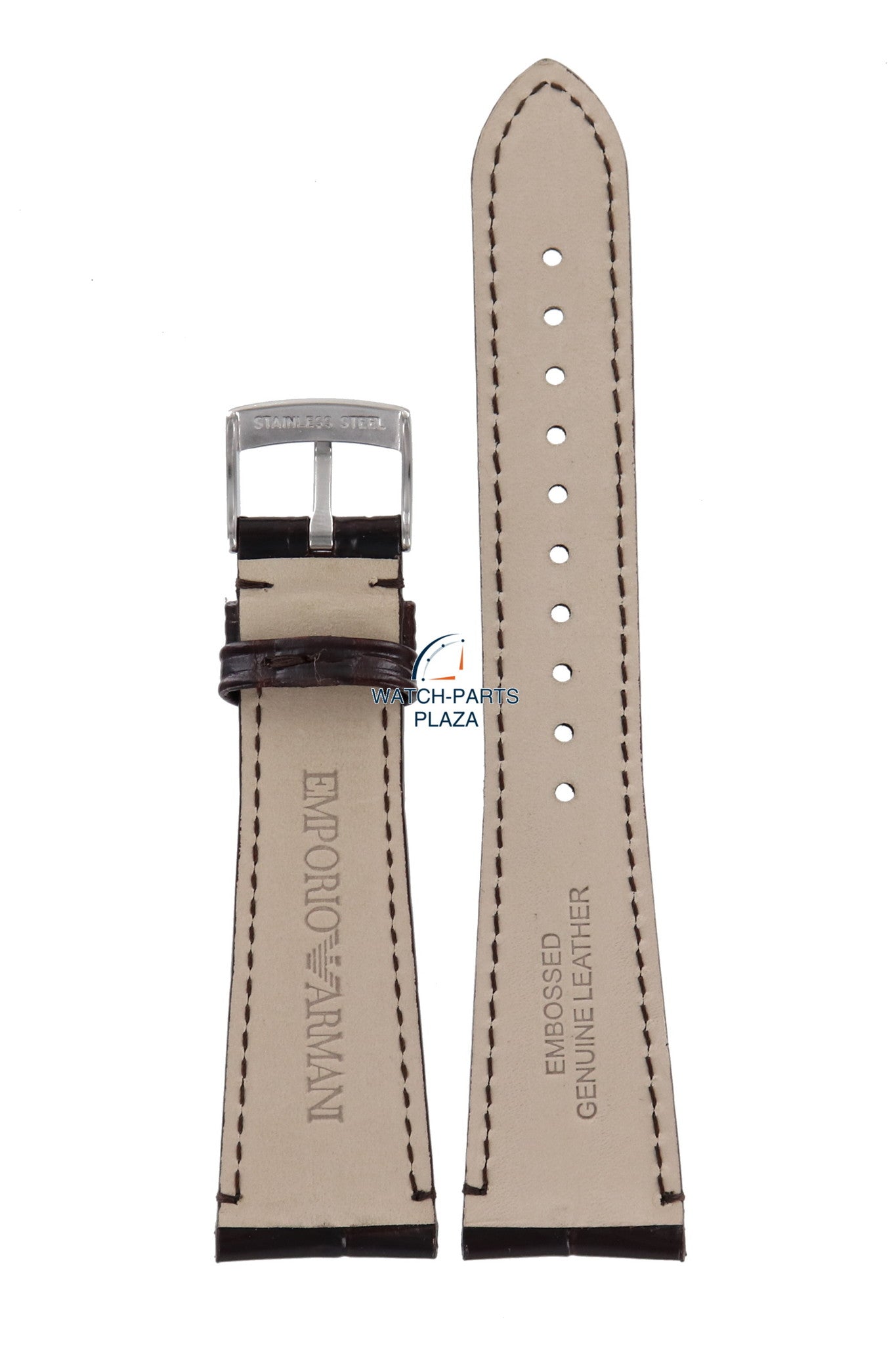 Watch Band AR0285 Emporio Armani dark brown leather strap 22mm original - Watch Plaza