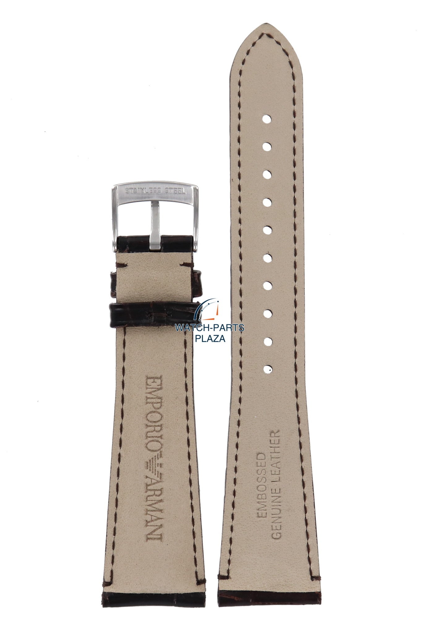 Watch Band AR0403 Emporio Armani Marco Medium brown leather strap 22mm original AR0490 - Watch Plaza