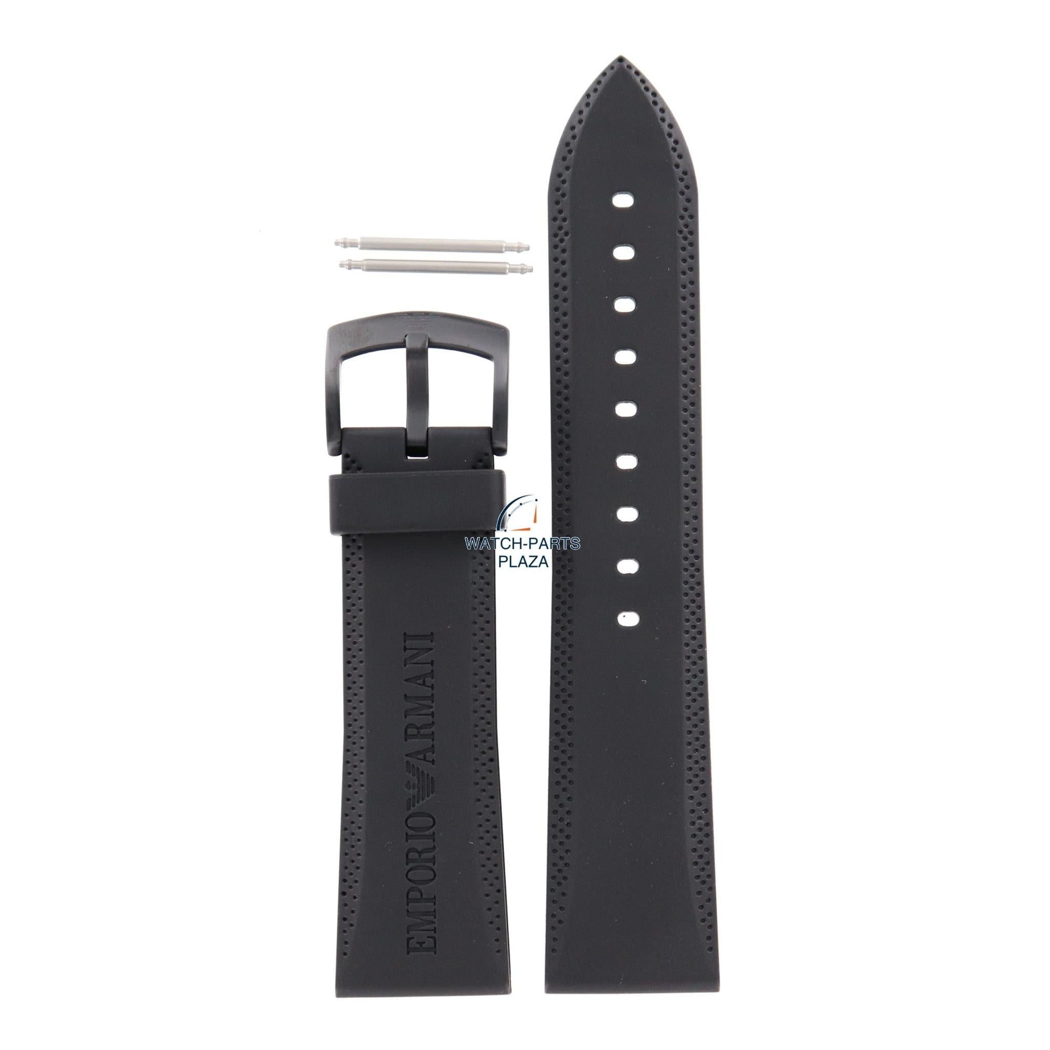 Watch Band AR0584 Emporio Armani black sillicon strap 23mm Vanilla Scent AR0595 - Watch Plaza