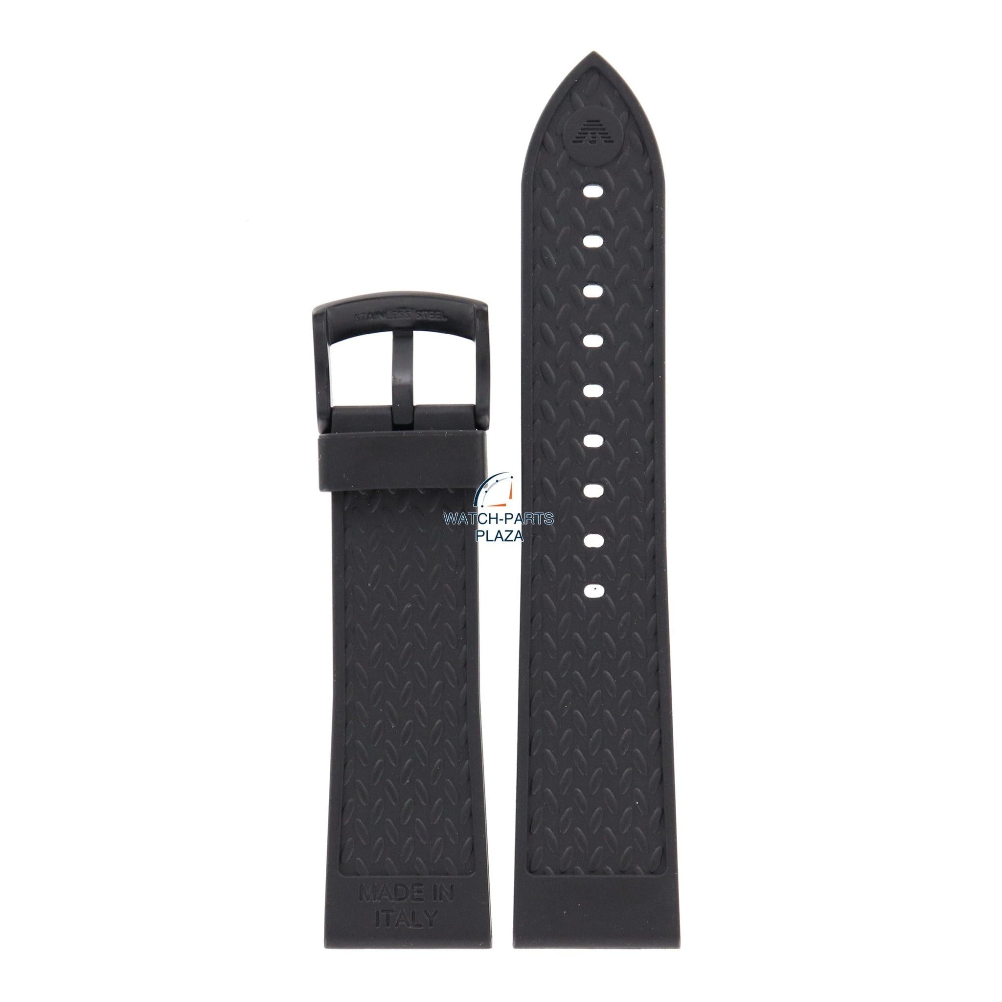 Watch Band AR0584 Emporio Armani black sillicon strap 23mm Vanilla Scent AR0595 - Watch Plaza