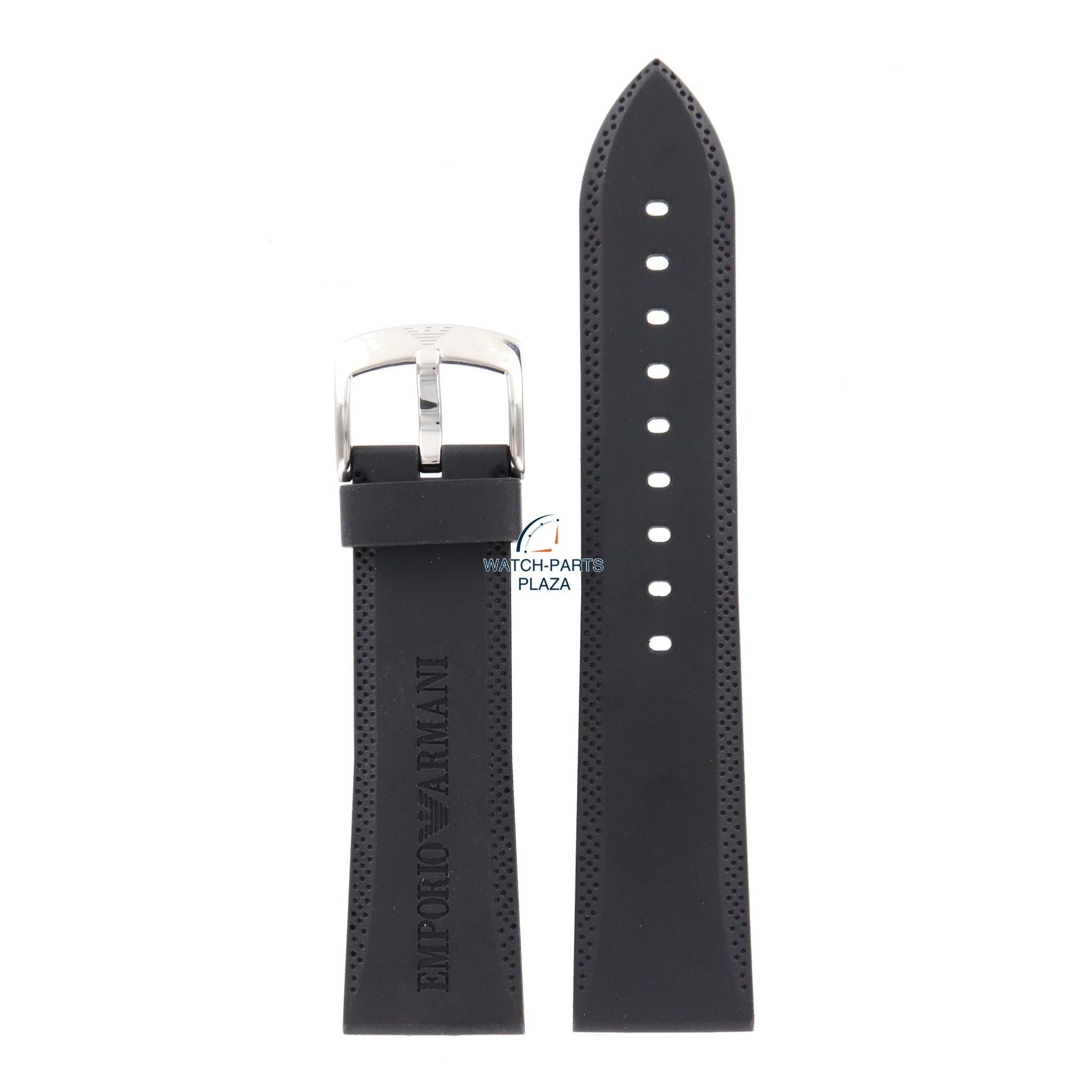 Watch Band AR0593 Emporio Armani black sillicon strap 23mm AR - 4219 Vanilla Scent - Watch Plaza