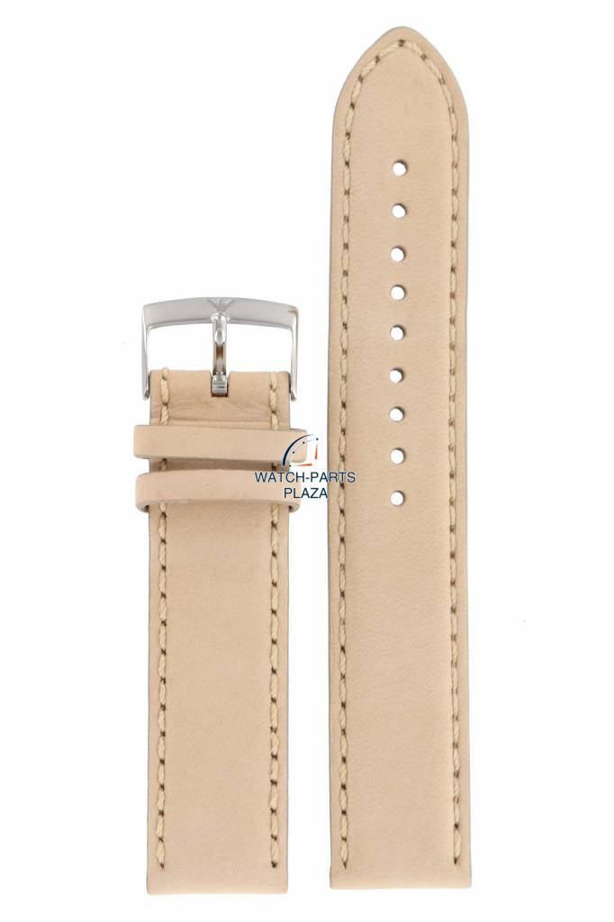 Watch Band AR0619 / AR0621 Emporio Armani Beige Leather Strap 20mm - Watch Plaza