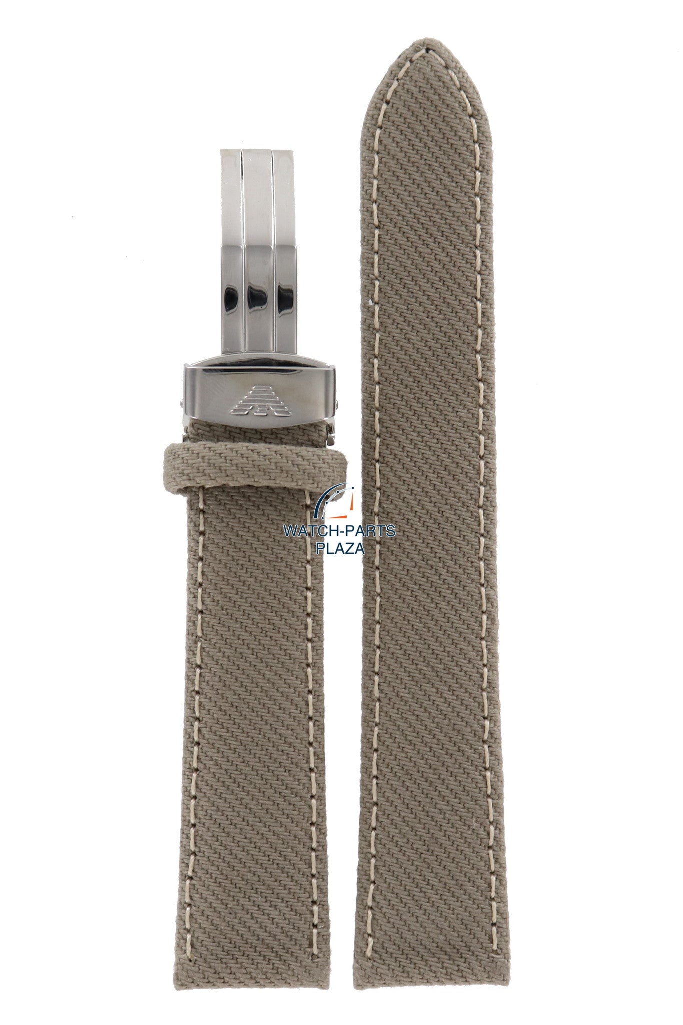 Watch Band AR0620 Emporio Armani beige canvas leather strap 20mm - Watch Plaza