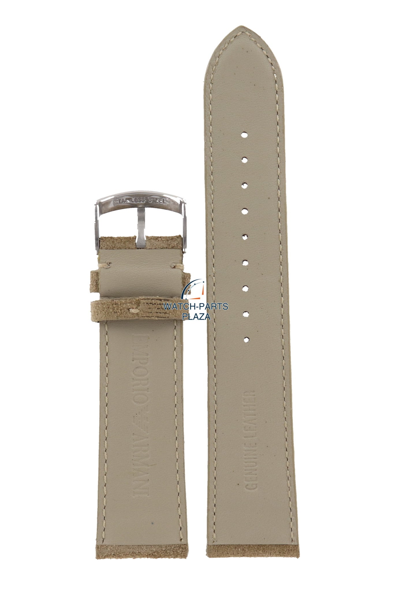 Watch Band AR0907 Emporio Armani suede leather strap 22mm beige - Watch Plaza