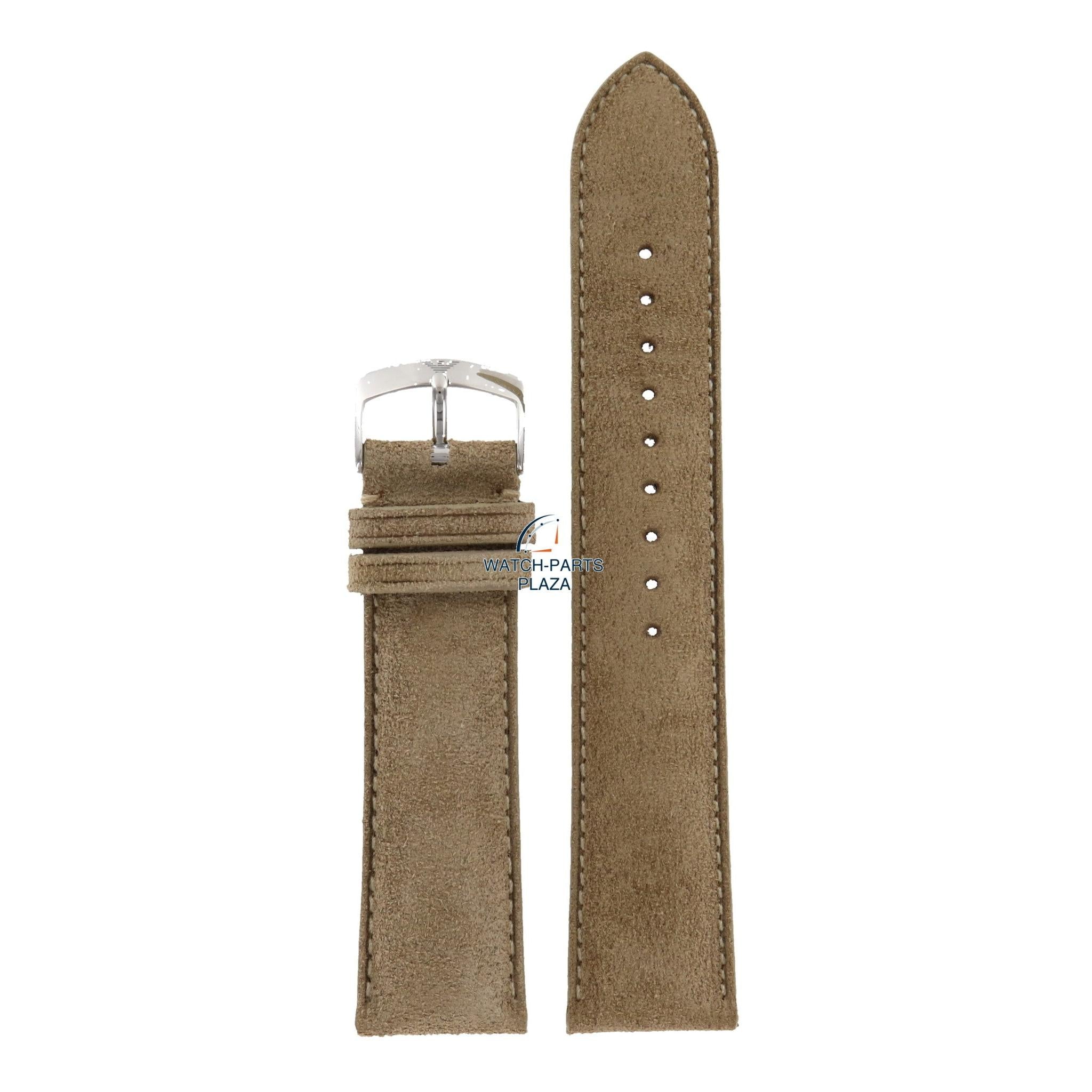 Watch Band AR0907 Emporio Armani suede leather strap 22mm beige - Watch Plaza