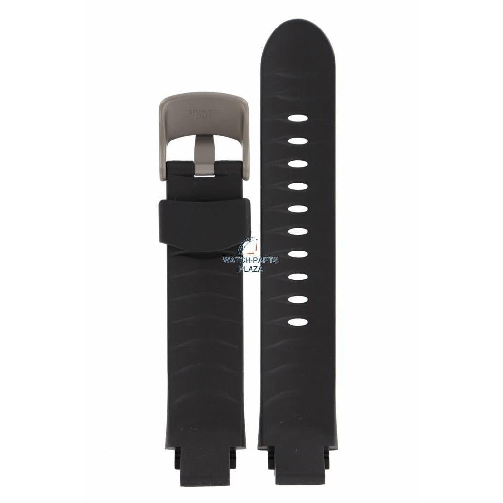 Watch Band AR1100 Emporio Armani Black Silicon Strap 16mm AR - 1128 - Watch Plaza