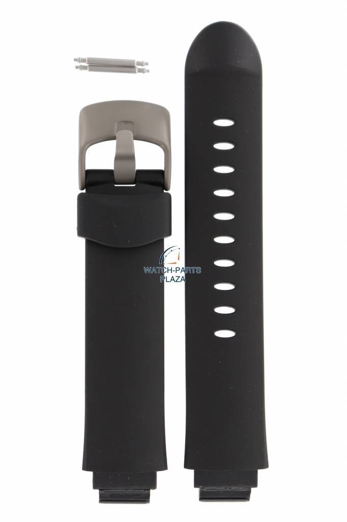 Watch Band AR1100 Emporio Armani Black Silicon Strap 16mm AR - 1128 - Watch Plaza