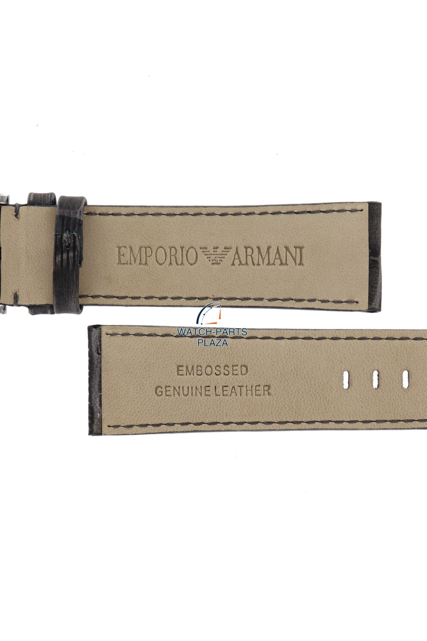 Watch Band AR4206 Emporio Armani Meccanico gray leather strap 22mm - Watch Plaza