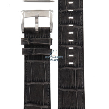 Watch Band AR4206 Emporio Armani Meccanico gray leather strap 22mm - Watch Plaza