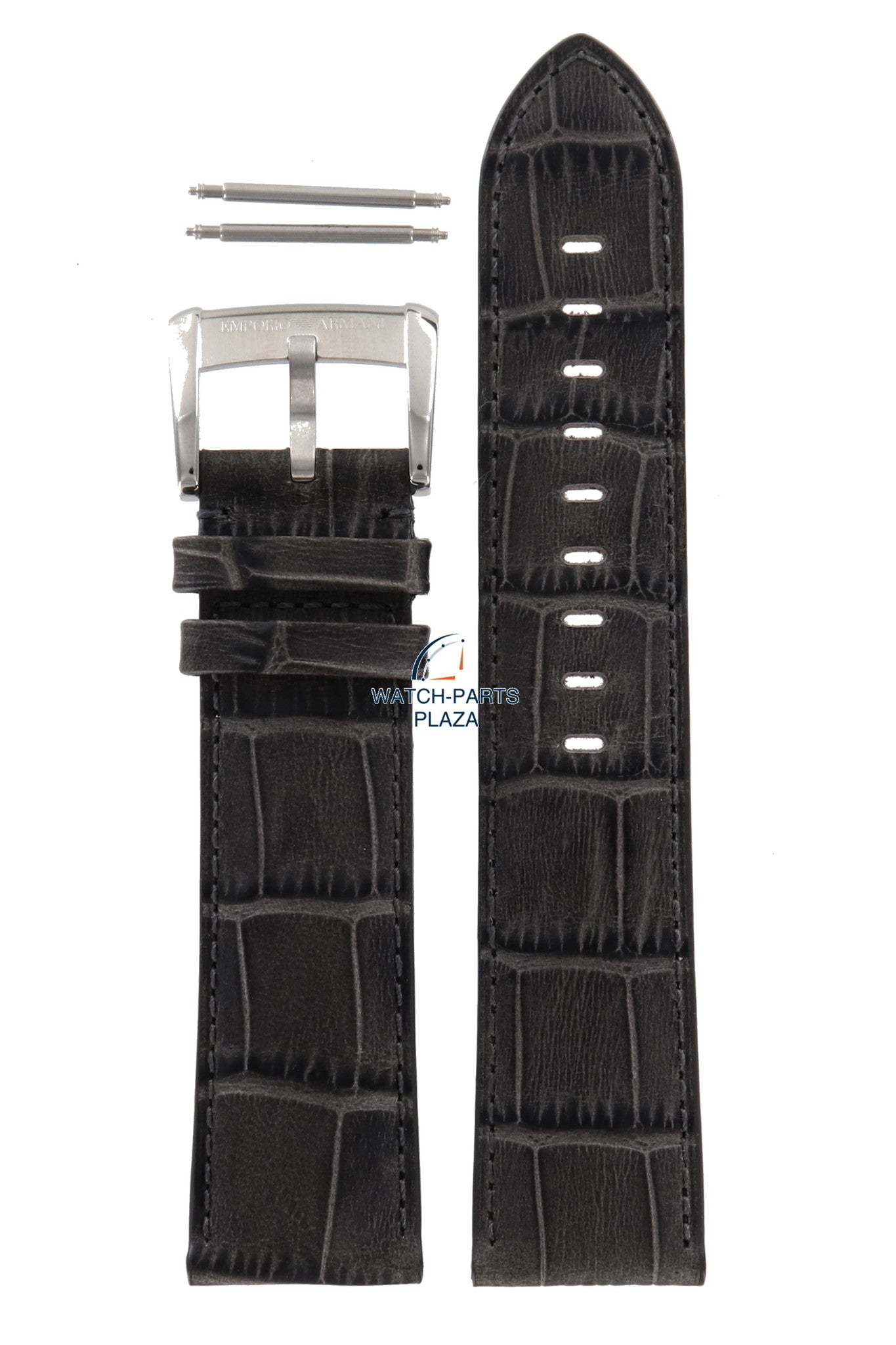 Watch Band AR4206 Emporio Armani Meccanico gray leather strap 22mm - Watch Plaza