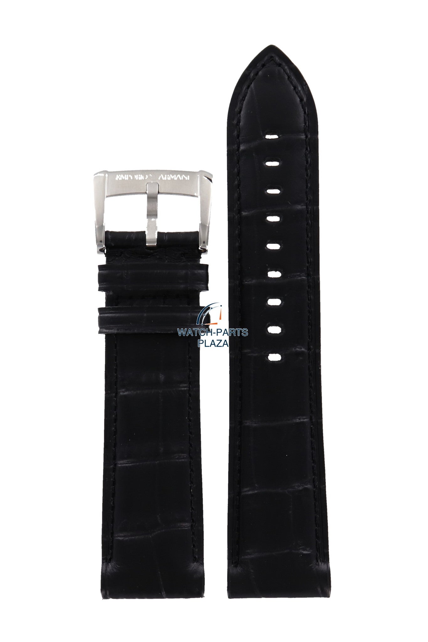 Watch Band AR4608 / AR4622 Emporio Armani Meccanico black leather strap 22mm - Watch Plaza