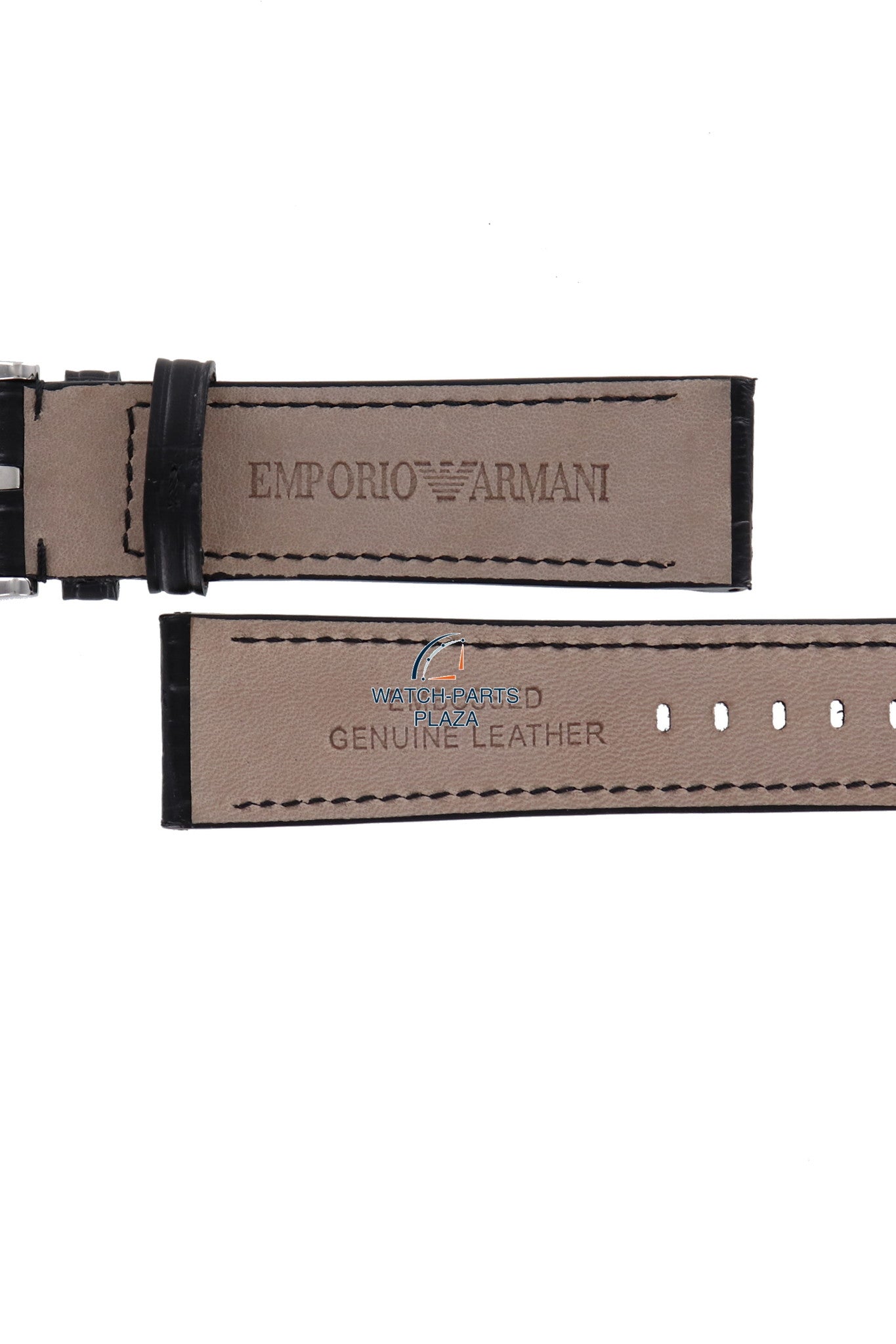 Watch Band AR4608 / AR4622 Emporio Armani Meccanico black leather strap 22mm - Watch Plaza