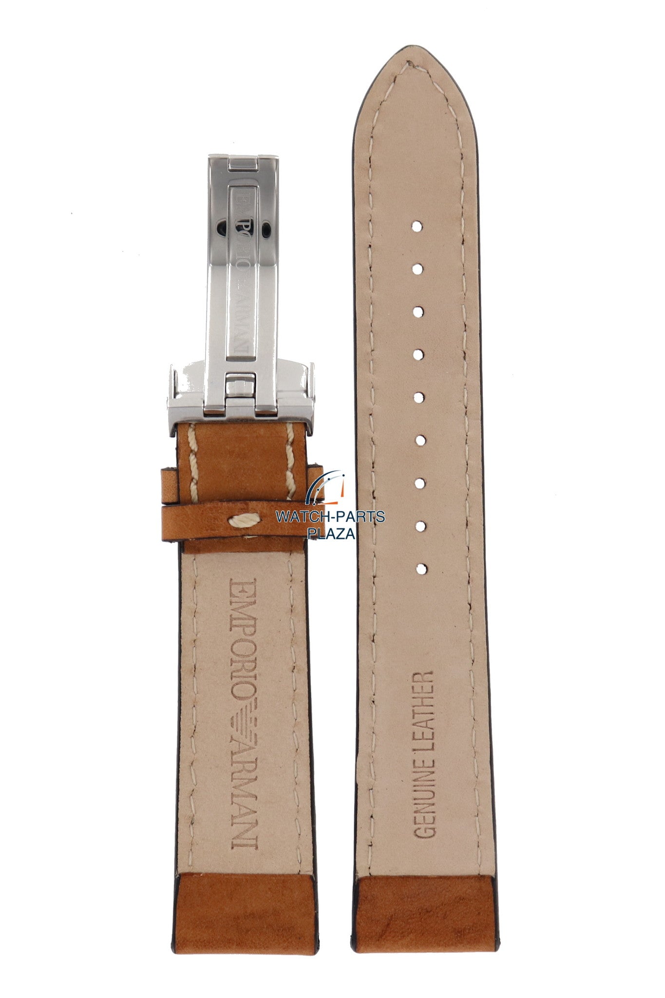 Watch Band AR5324 Emporio Armani tan leather strap 20mm brown - Watch Plaza