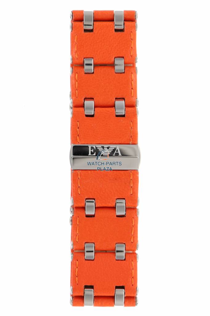 Watch Band AR5498 Emporio Armani Orange Leather Strap 22mm - Watch Plaza