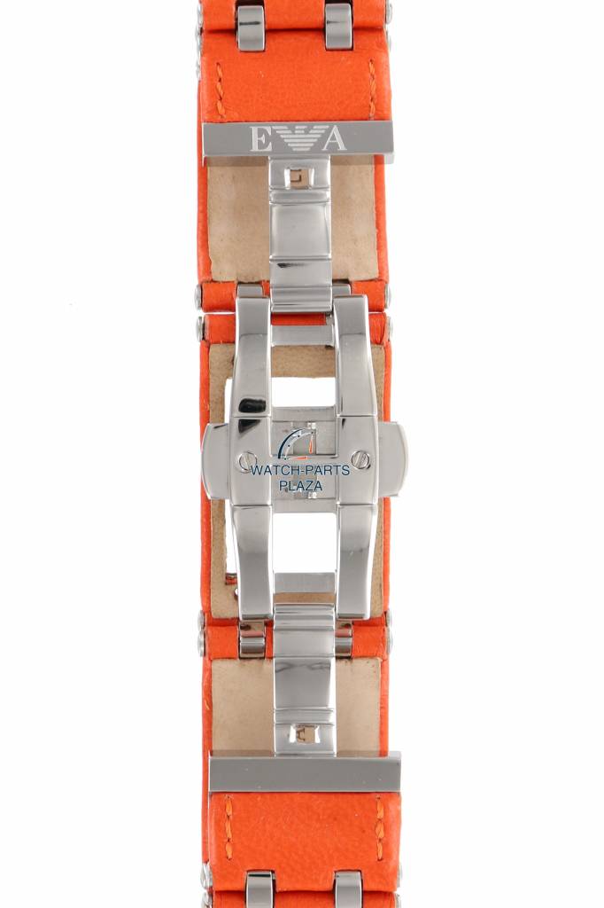 Watch Band AR5498 Emporio Armani Orange Leather Strap 22mm - Watch Plaza