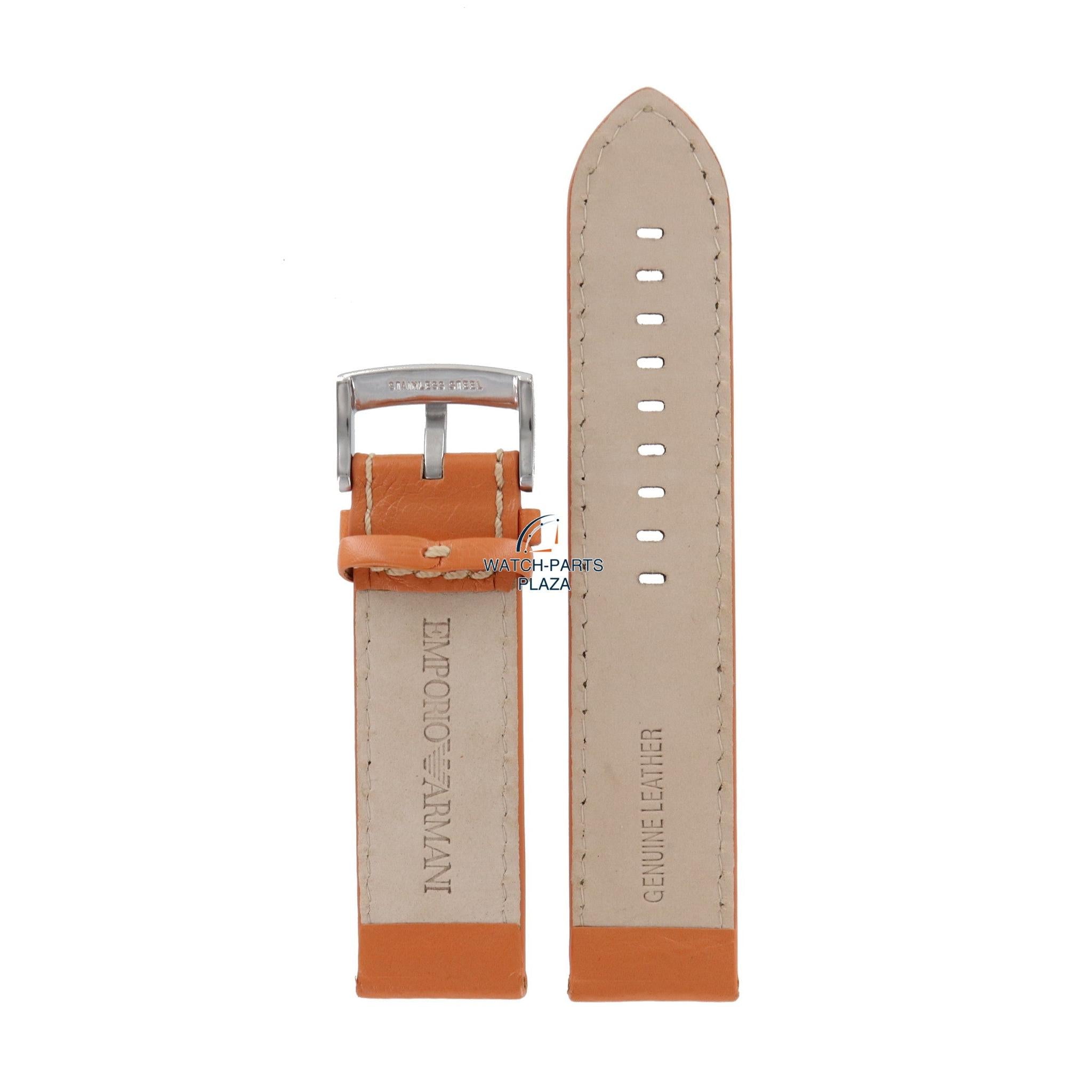 Watch Band AR5814 Emporio Armani orange leather strap 23mm original XL - series - Watch Plaza