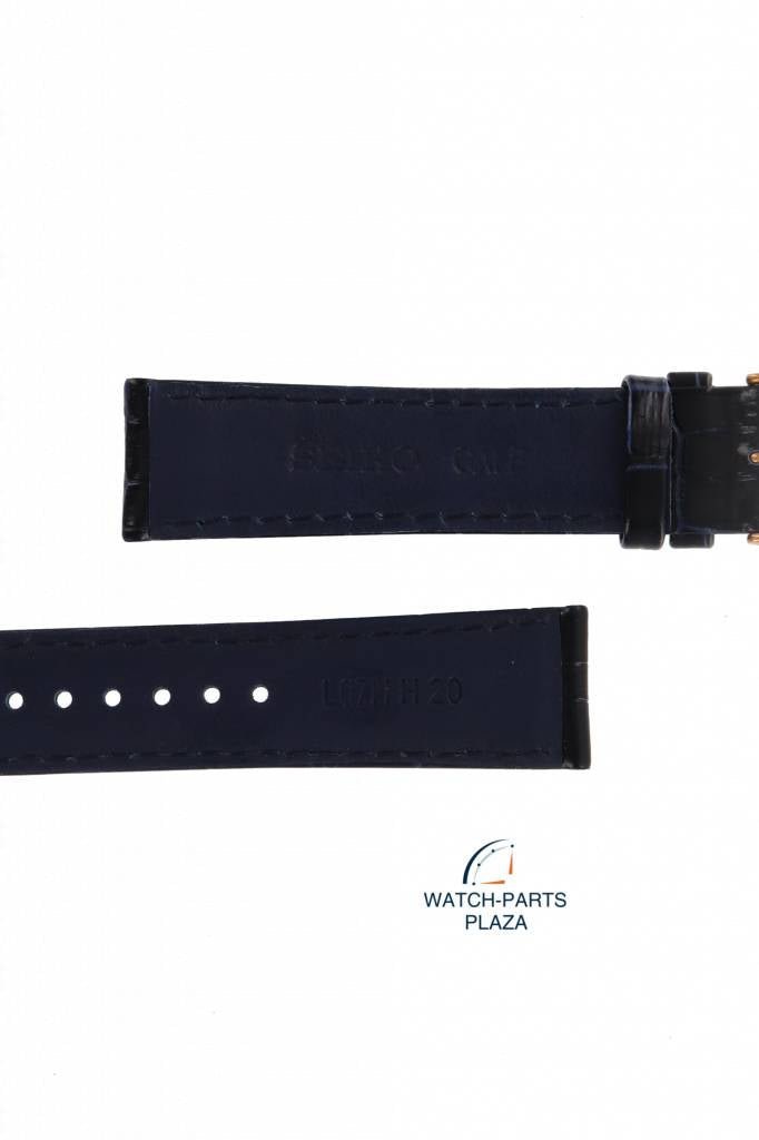 Watch Band Blue Leather for Seiko SRN062P1 Kinetic 5M84 - 0AC0 Replacement Strap 20mm - Watch Plaza