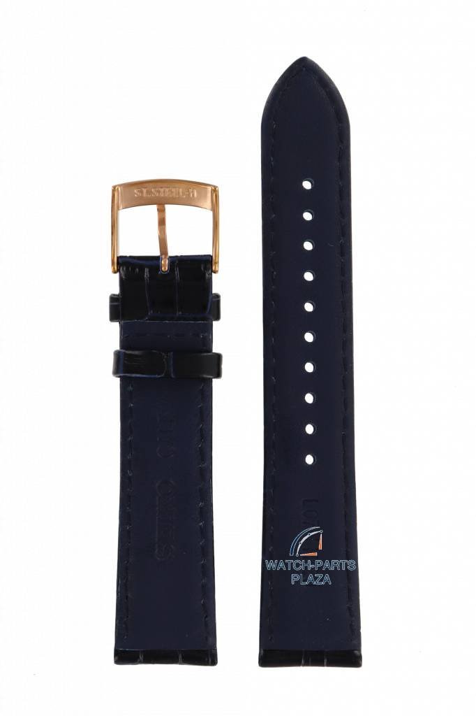 Watch Band Blue Leather for Seiko SRN062P1 Kinetic 5M84 - 0AC0 Replacement Strap 20mm - Watch Plaza