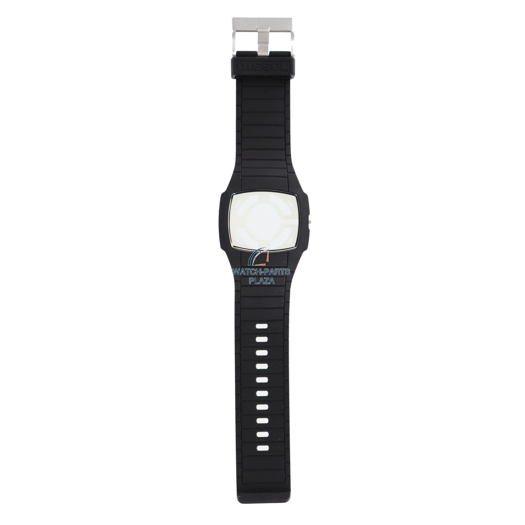 Watch Band & Case Diesel Trojan DZ1384 black silicone strap 28mm original - Watch Plaza
