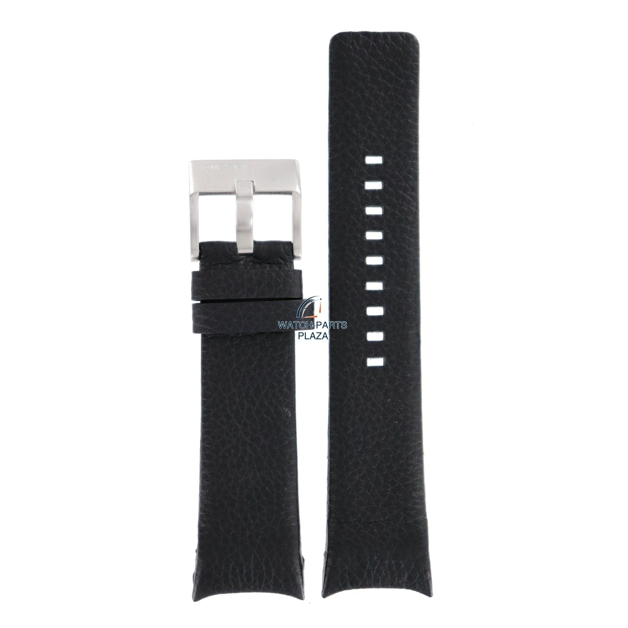 Watch Band Diesel DZ1106 black genuine leather strap 26mm original - Watch Plaza