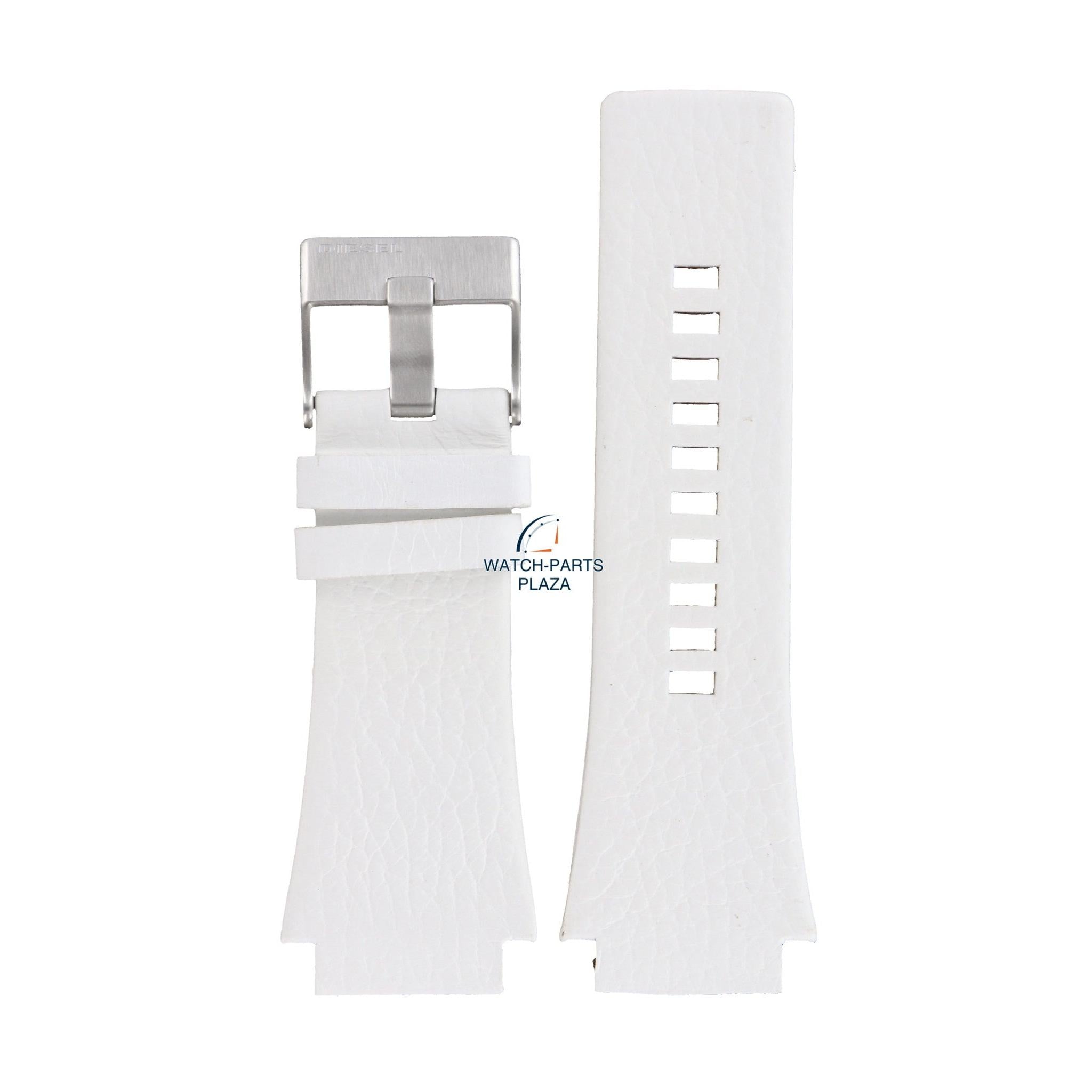 Watch band Diesel DZ1449 Cliffhanger Big white leather strap 25mm original - Watch Plaza