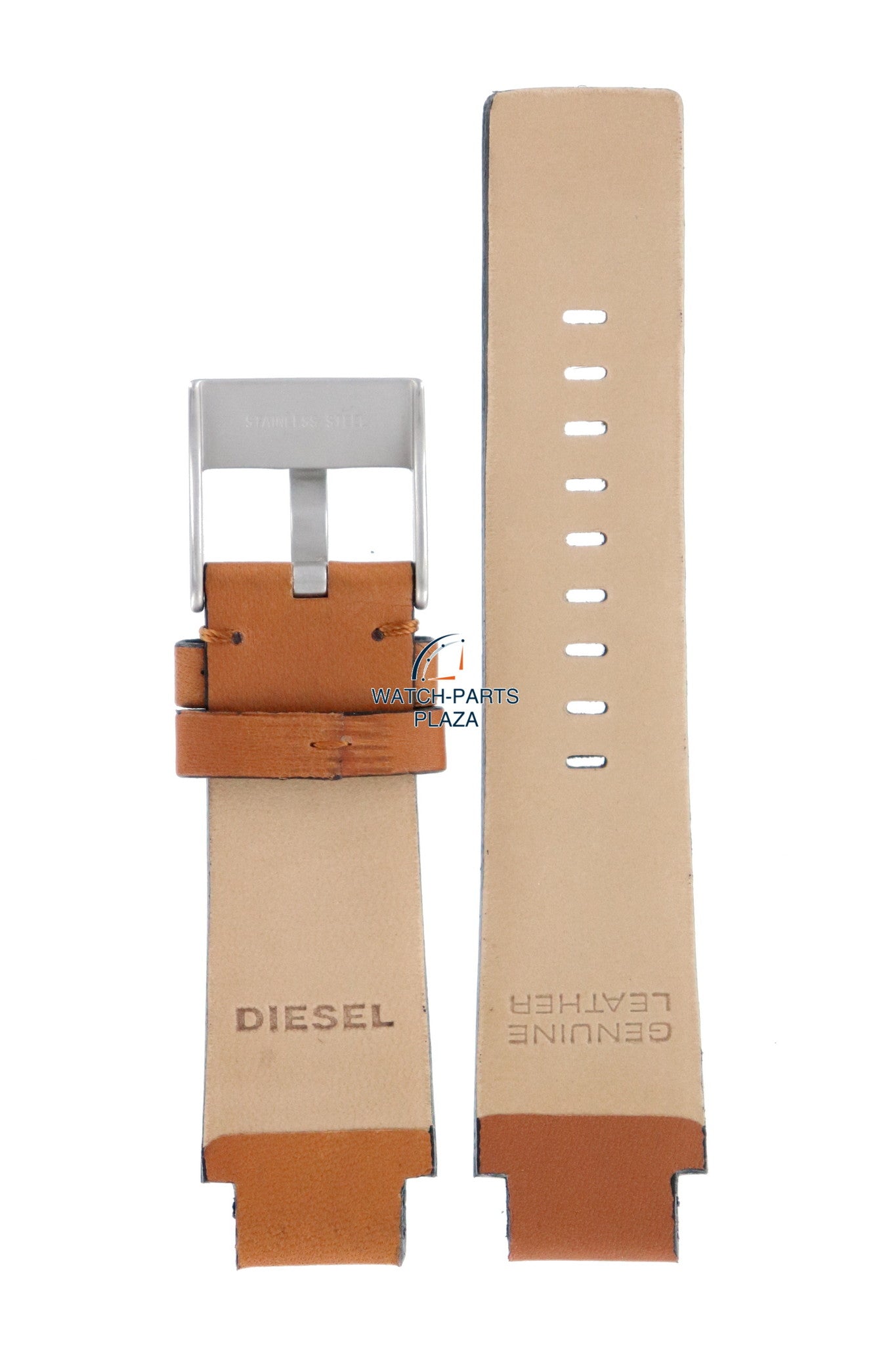 Watch Band Diesel DZ2045 light brown leather strap 18mm original - Watch Plaza