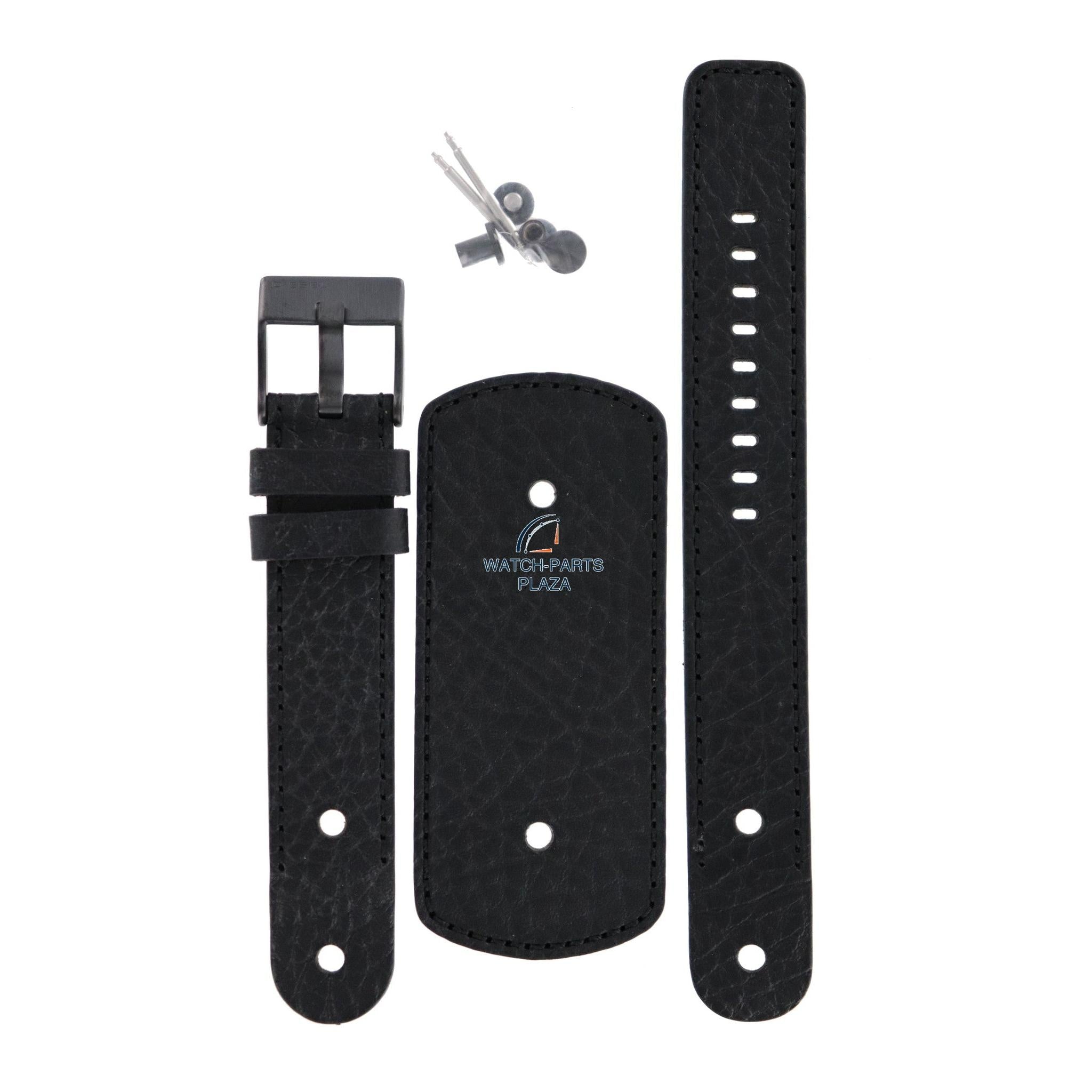 Watch Band Diesel DZ2078 black original cuff leather band 20mm - Watch Plaza
