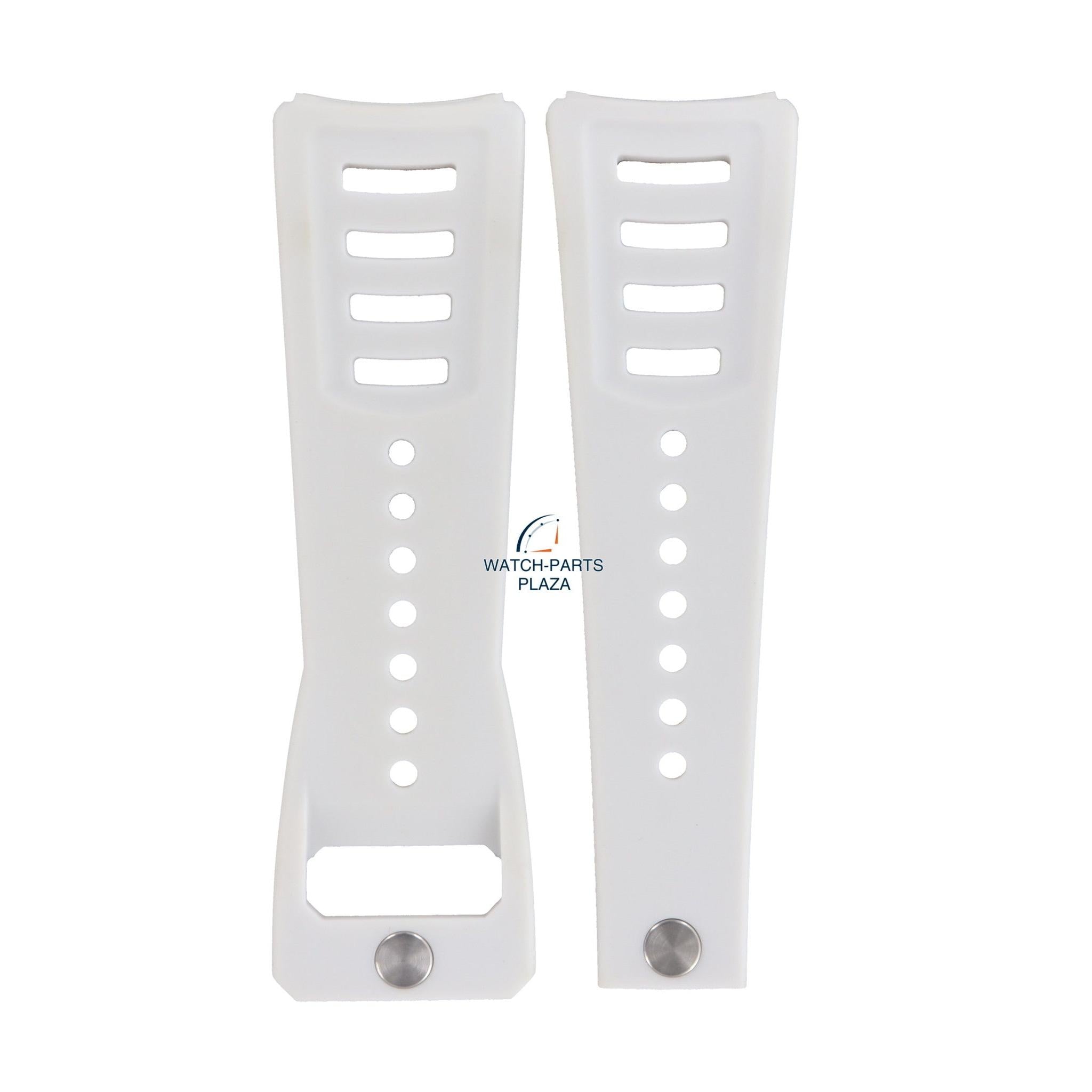 Watch Band Diesel DZ3032 white rubber & leather strap 30mm original - Watch Plaza