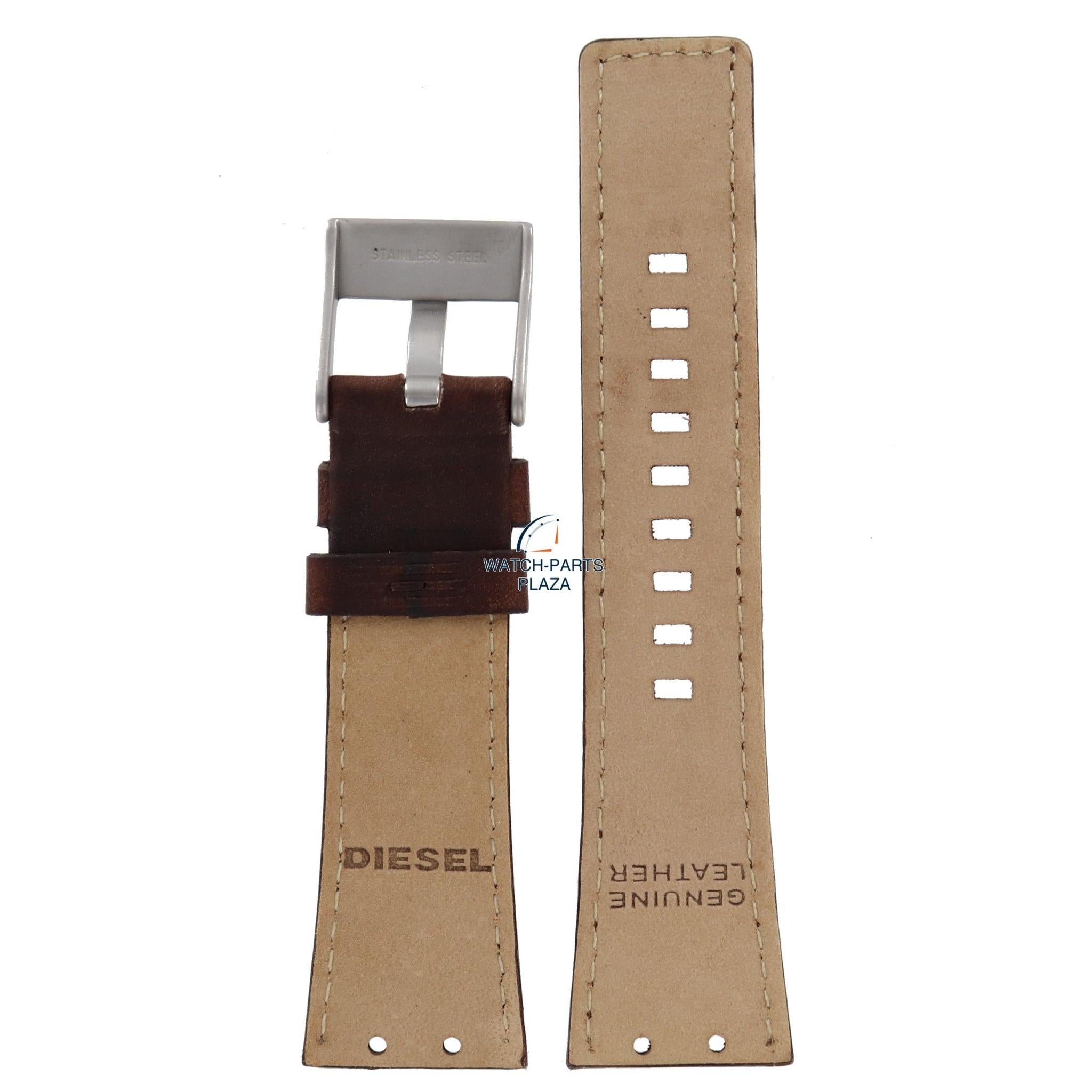 Watch Band Diesel DZ4110 / DZ4111 brown leather strap 25mm - Watch Plaza