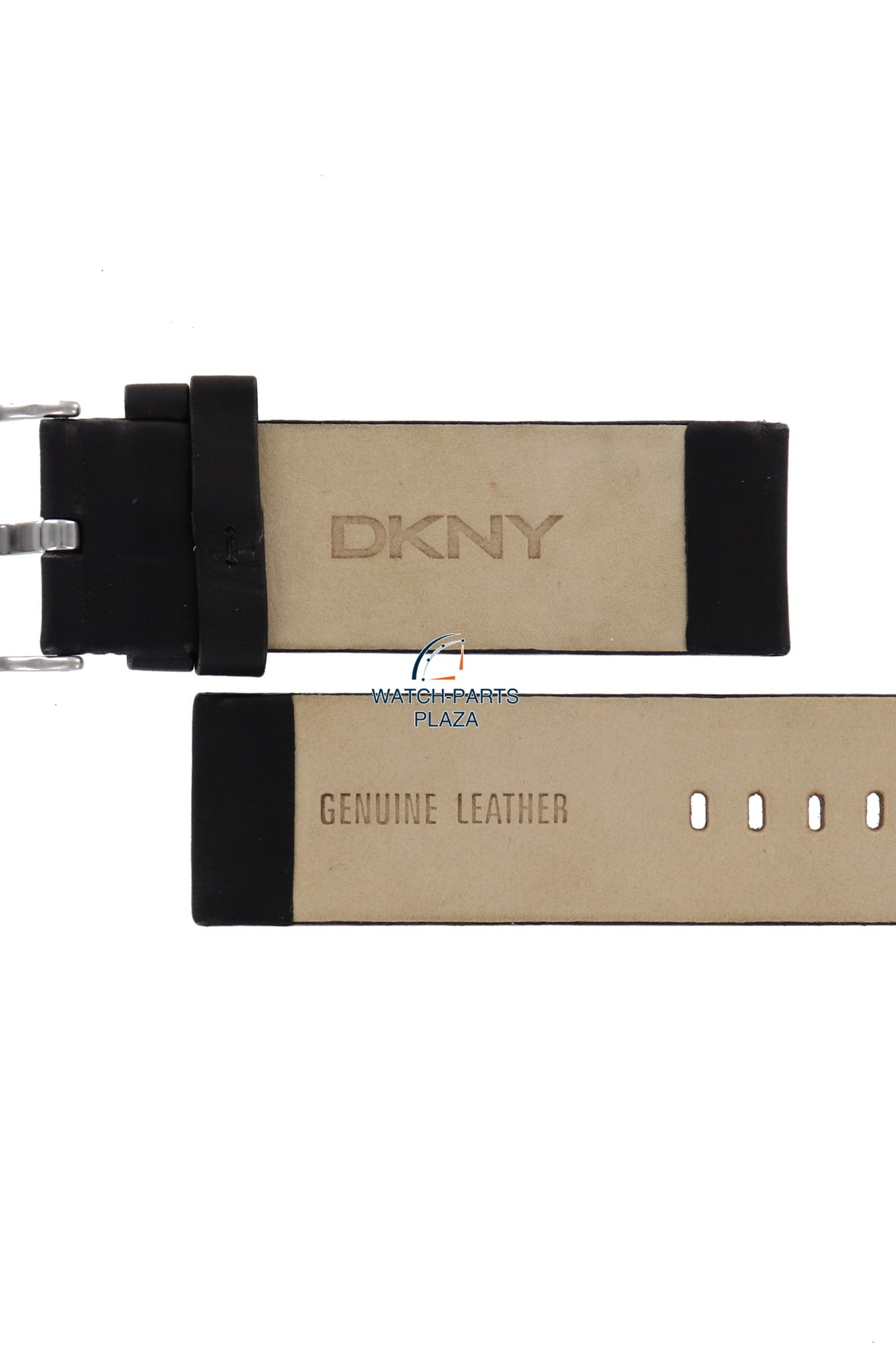 Watch Band DKNY NY2020 black leather strap 24mm genuine - Watch Plaza