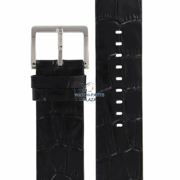 Watch Band DKNY NY3396 Embossed Genuine Leather Black Strap 24mm - Watch Plaza