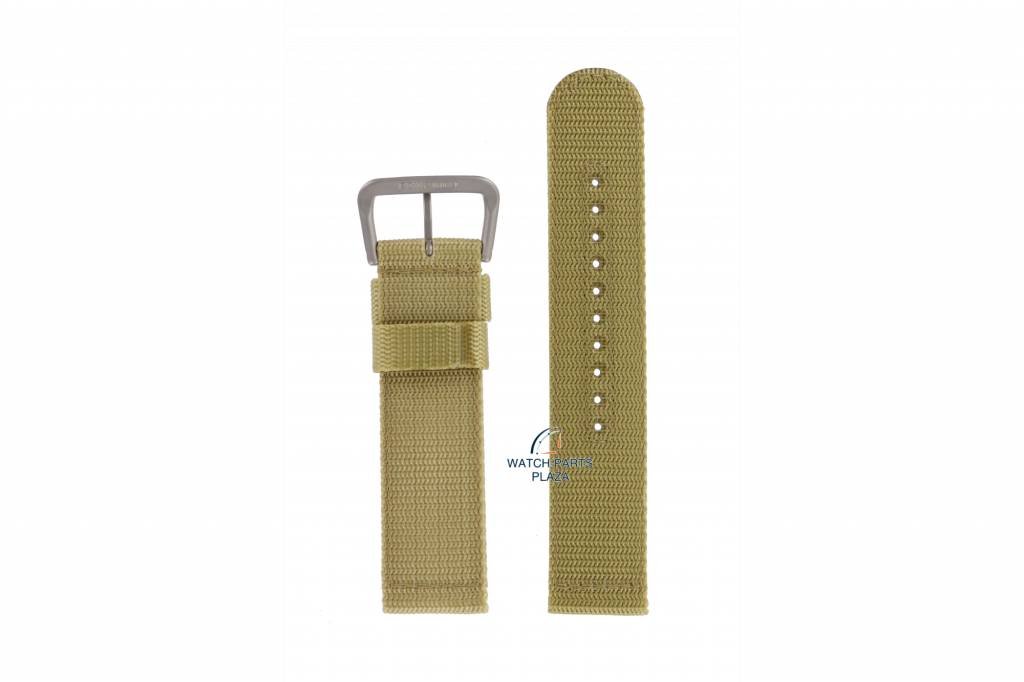 Watch Band for Seiko 7S36 - 03J0 Canvas Military Band 22mm SNZG07 4A214JL Beige / Green Nylon - Watch Plaza